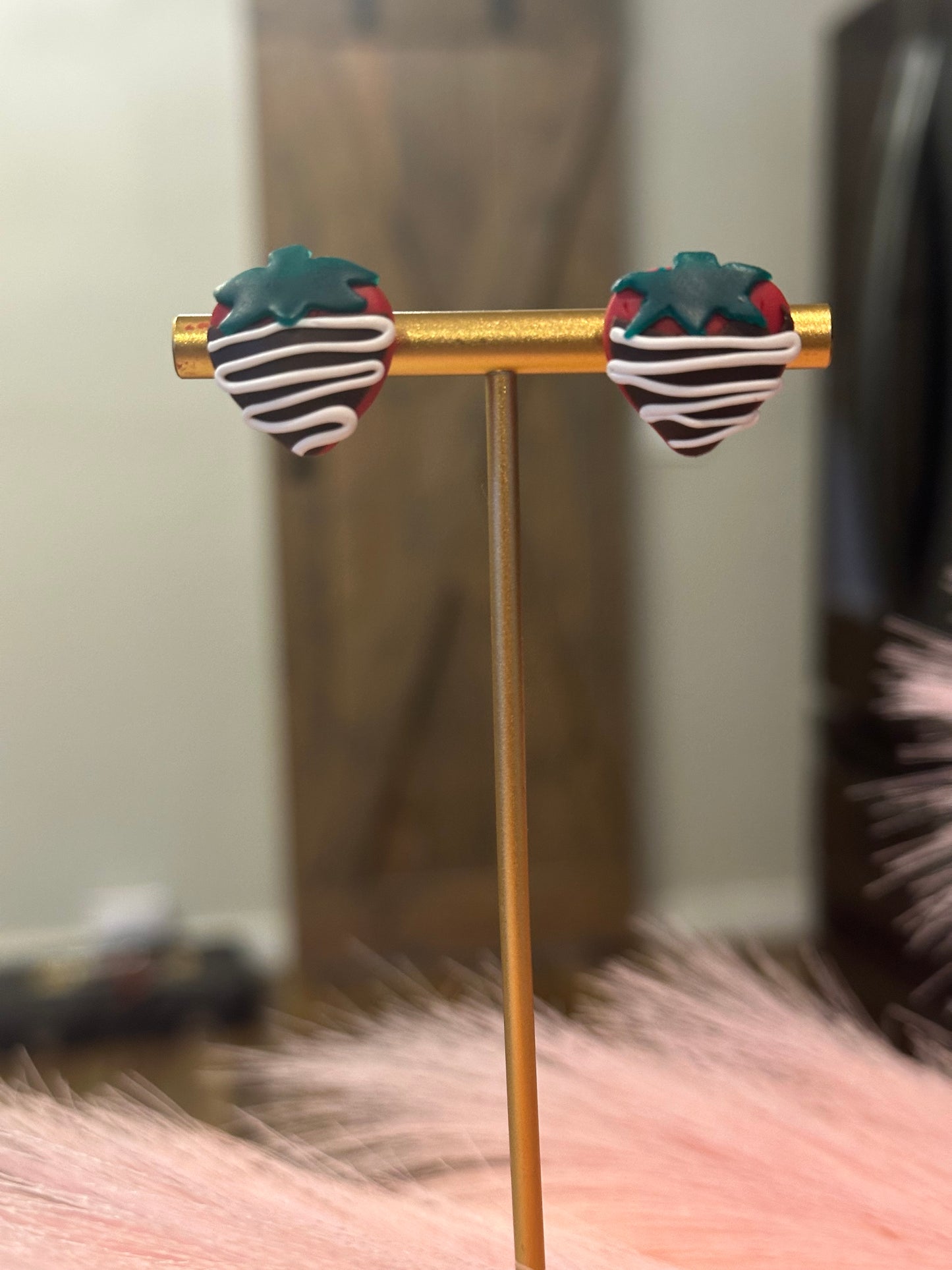 Dipped Strawberry Puffy Studs