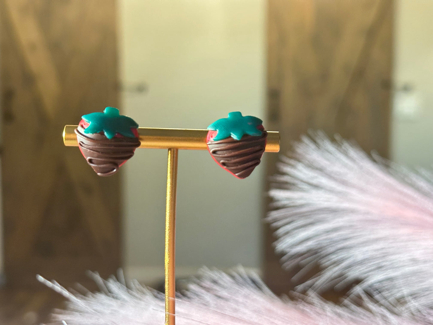Dipped Strawberry Puffy Studs
