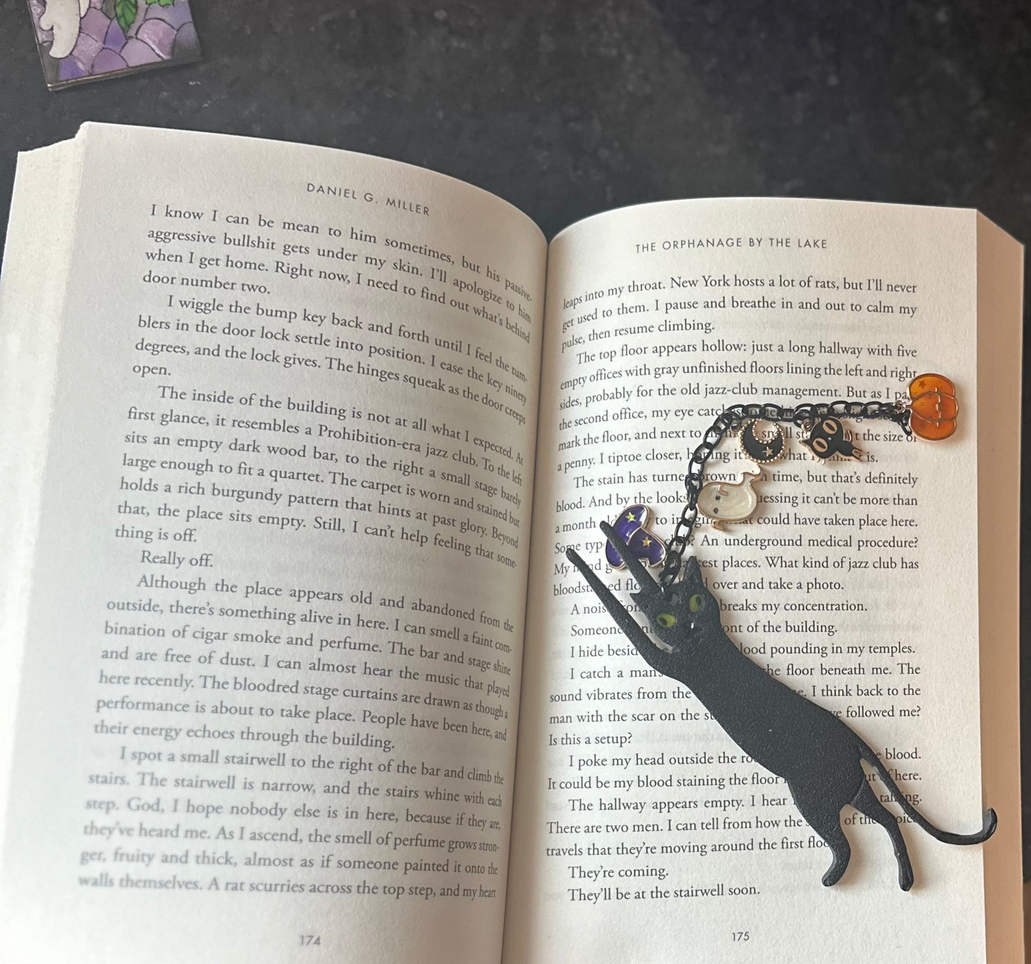 Black Cat - Bookmark with charms