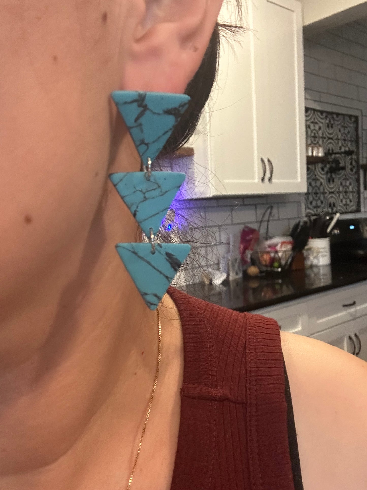 3 Tier Triangle Drop Earrings