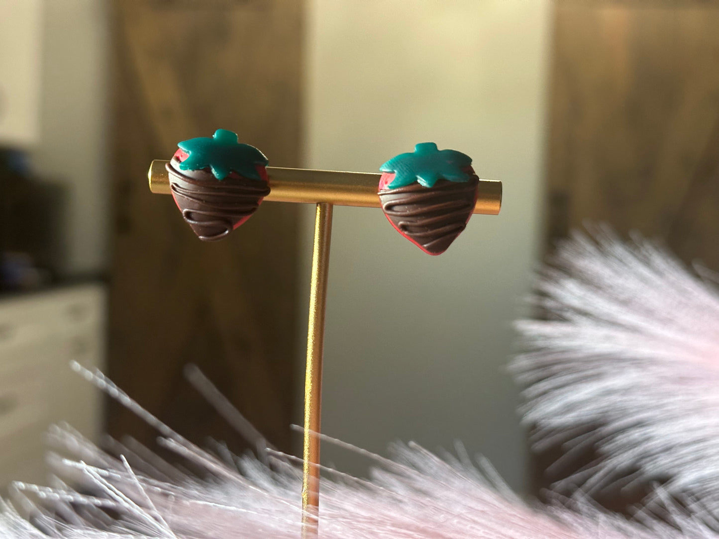 Dipped Strawberry Puffy Studs