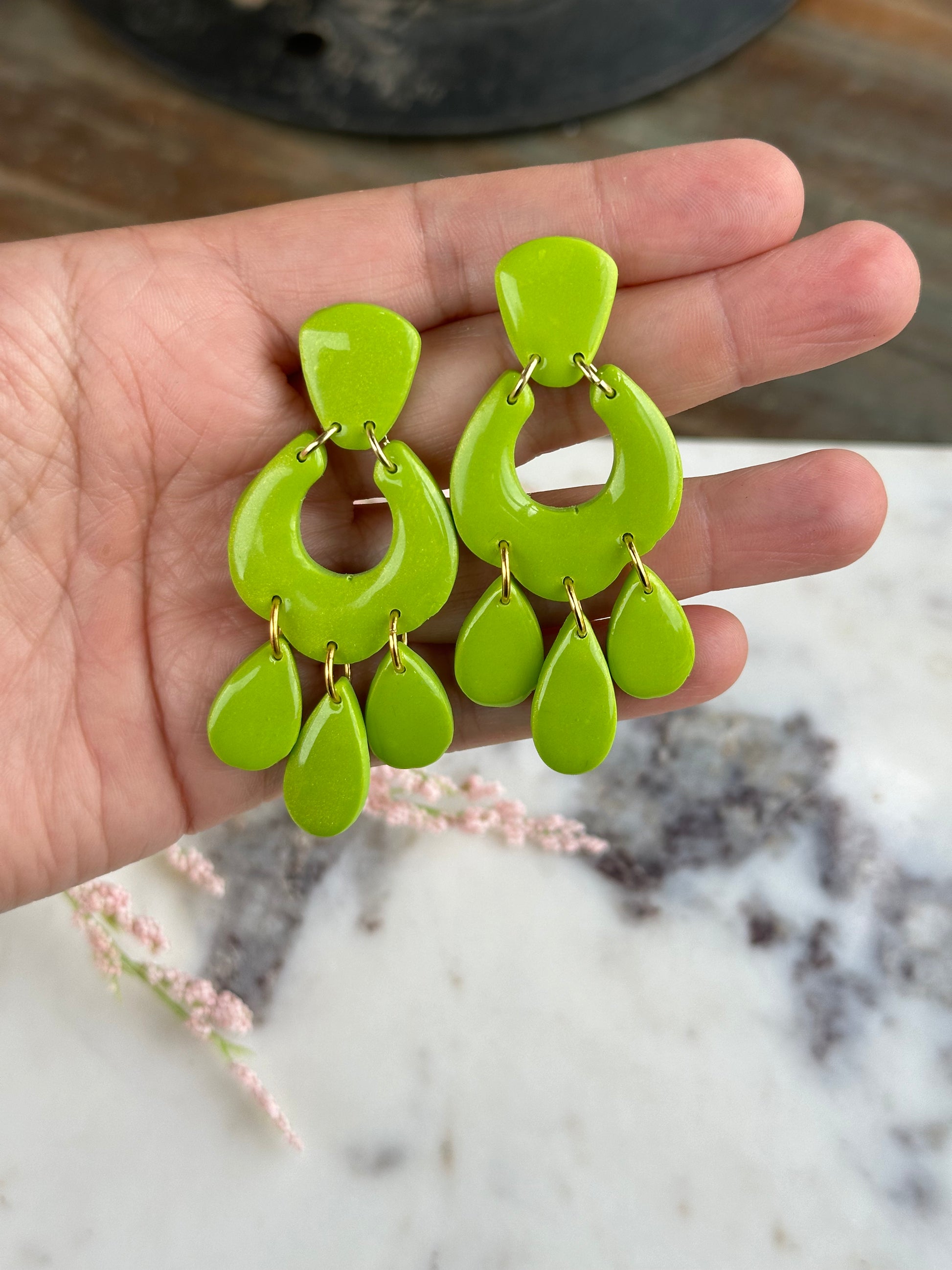 Green earrings, Lime green earrings, Olive green earrings, earrings dangle, boho style, Moroccan Style, oversized earrings, fun earrings, summer earrings, wedding or special events jewelry