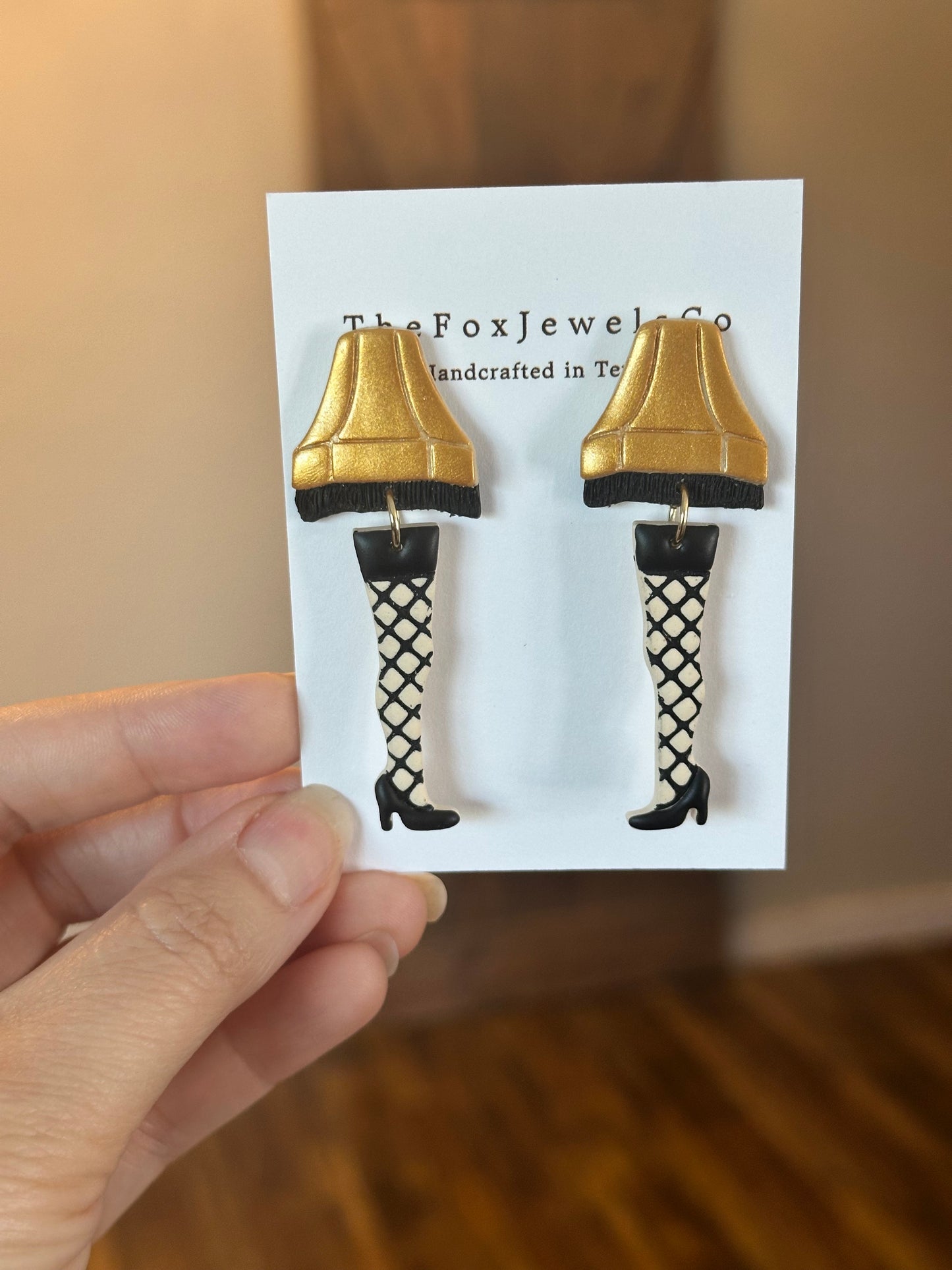 Leg Lamp Earrings – Handmade Polymer Clay Christmas Earrings | A Christmas Story Inspired Holiday Jewelry