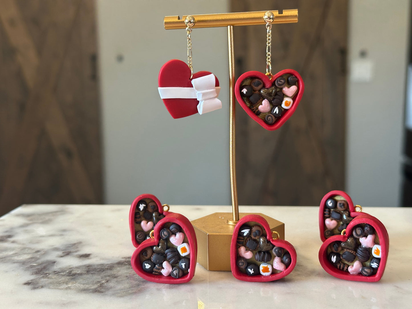Heart Shaped Box of Chocolate Earrings