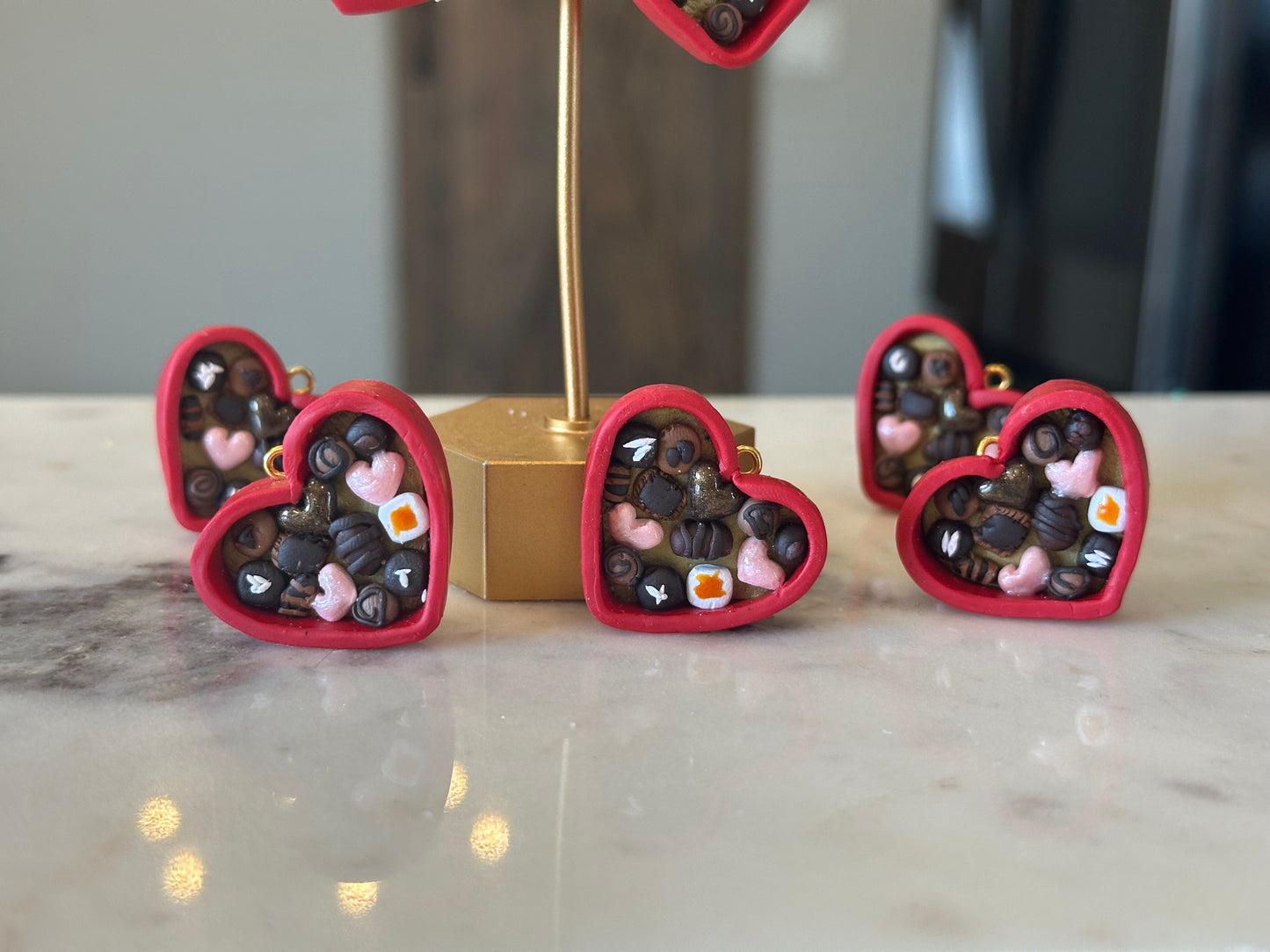 Heart Shaped Box of Chocolate Earrings