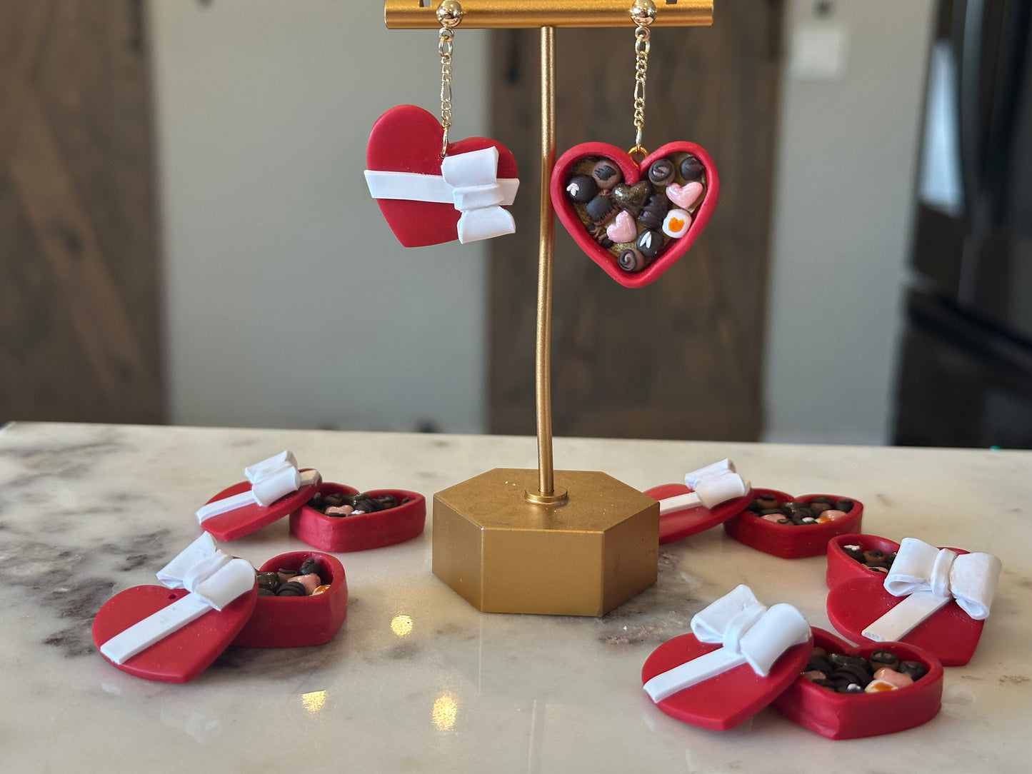 Heart Shaped Box of Chocolate Earrings