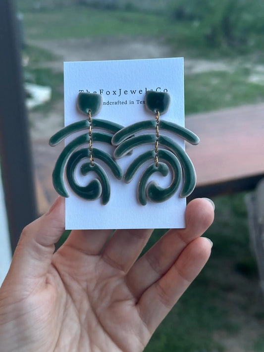 Bold Handcrafted Polymer Clay Earrings – Ceramic Effect, Statement Design, Custom Colors Available