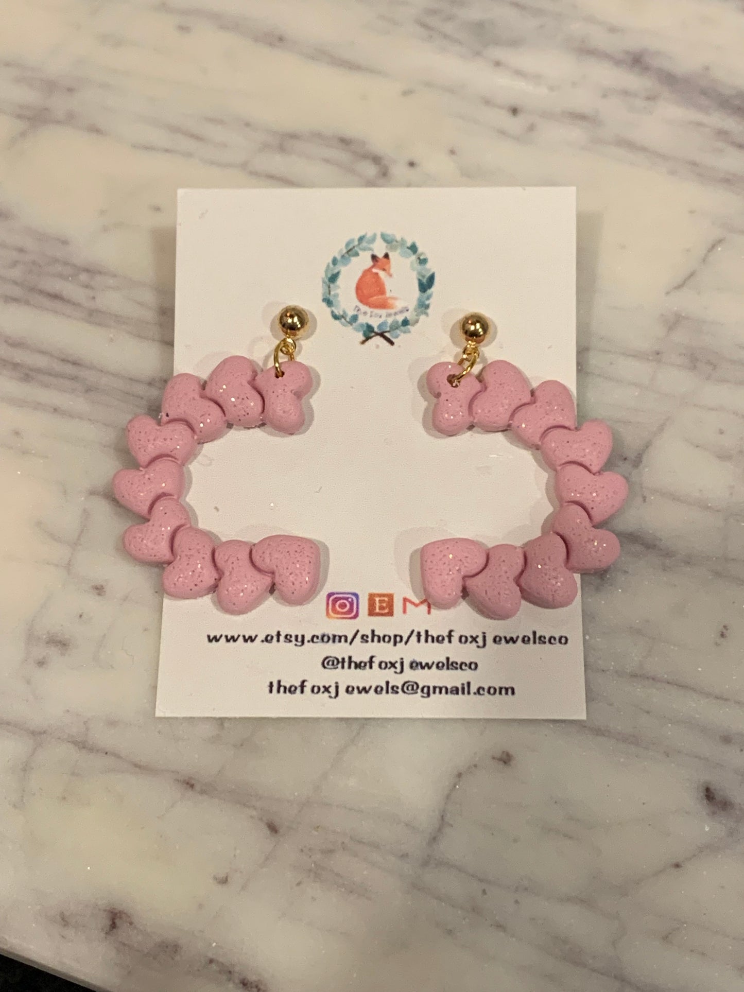 Half Moon Hoop Studs - Pink