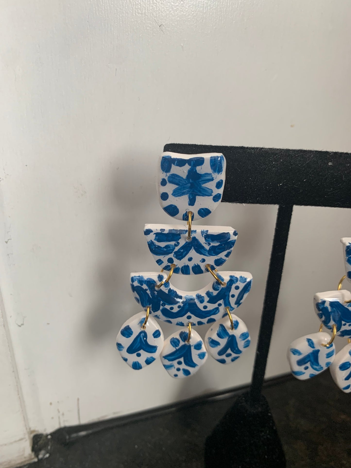 Hand Painted, Vacation Jewelry, Greece, Inspired by Santorini Island, Vibrant blue, Dangle Earrings, Bestseller, Chandelier Earrings