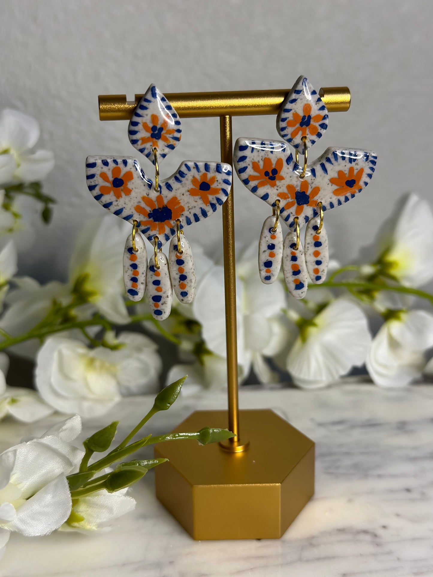 Talavera Tile, Hand painted Earrings