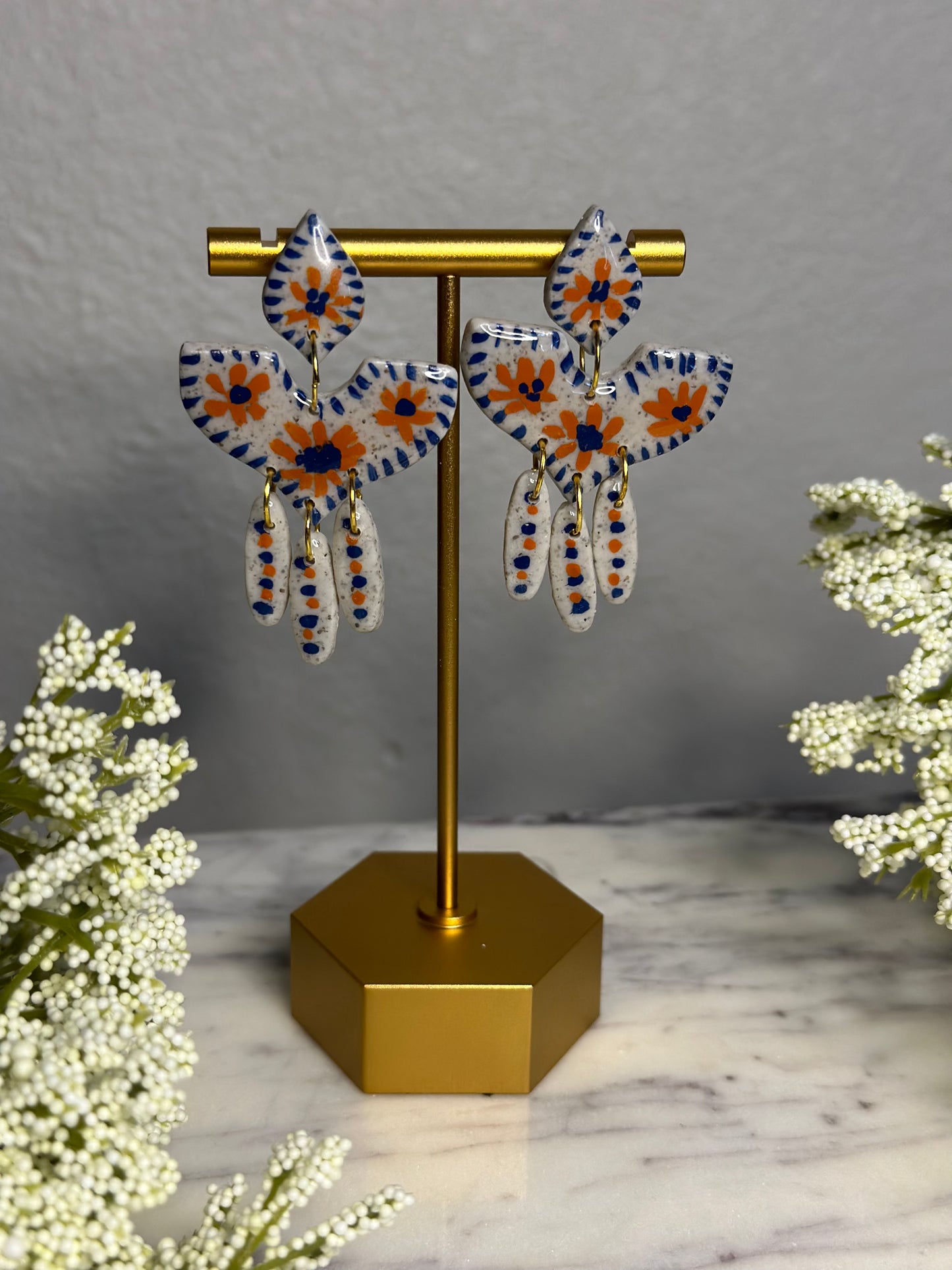 Talavera Tile, Hand painted Earrings