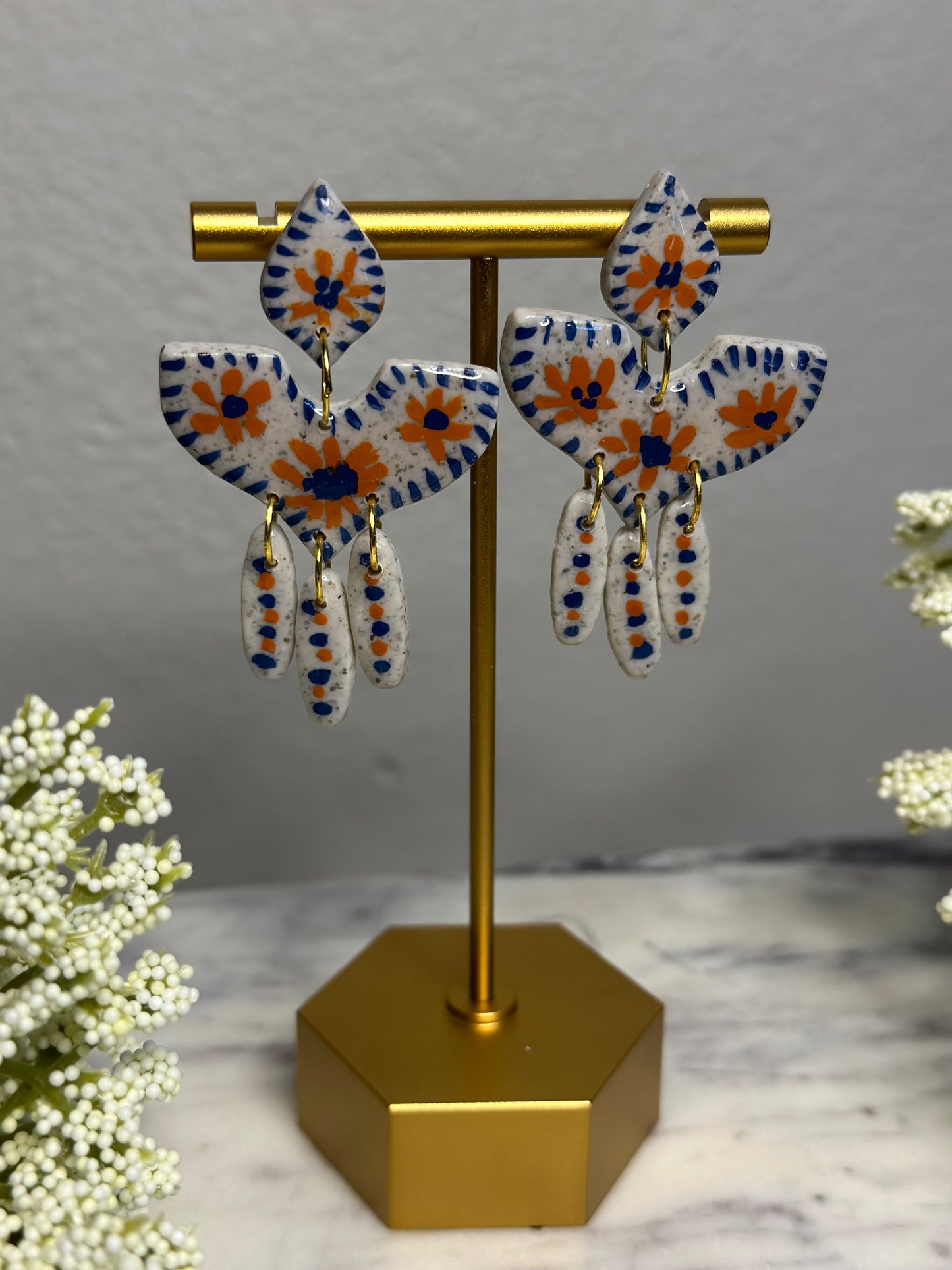 Talavera Tile, Hand painted Earrings