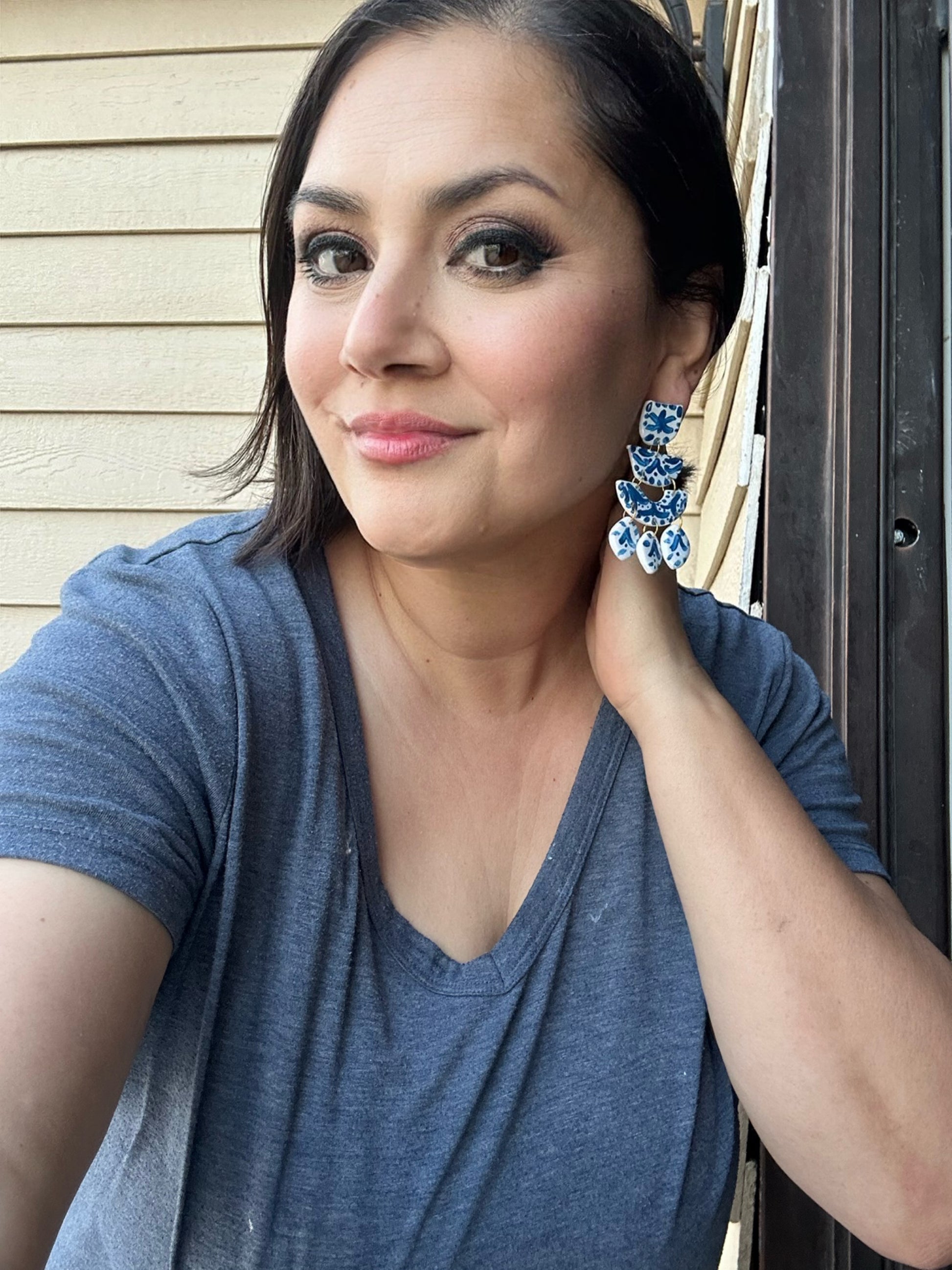 Hand Painted, Vacation Jewelry, Greece, Inspired by Santorini Island, Vibrant blue, Dangle Earrings, Bestseller, Chandelier Earrings