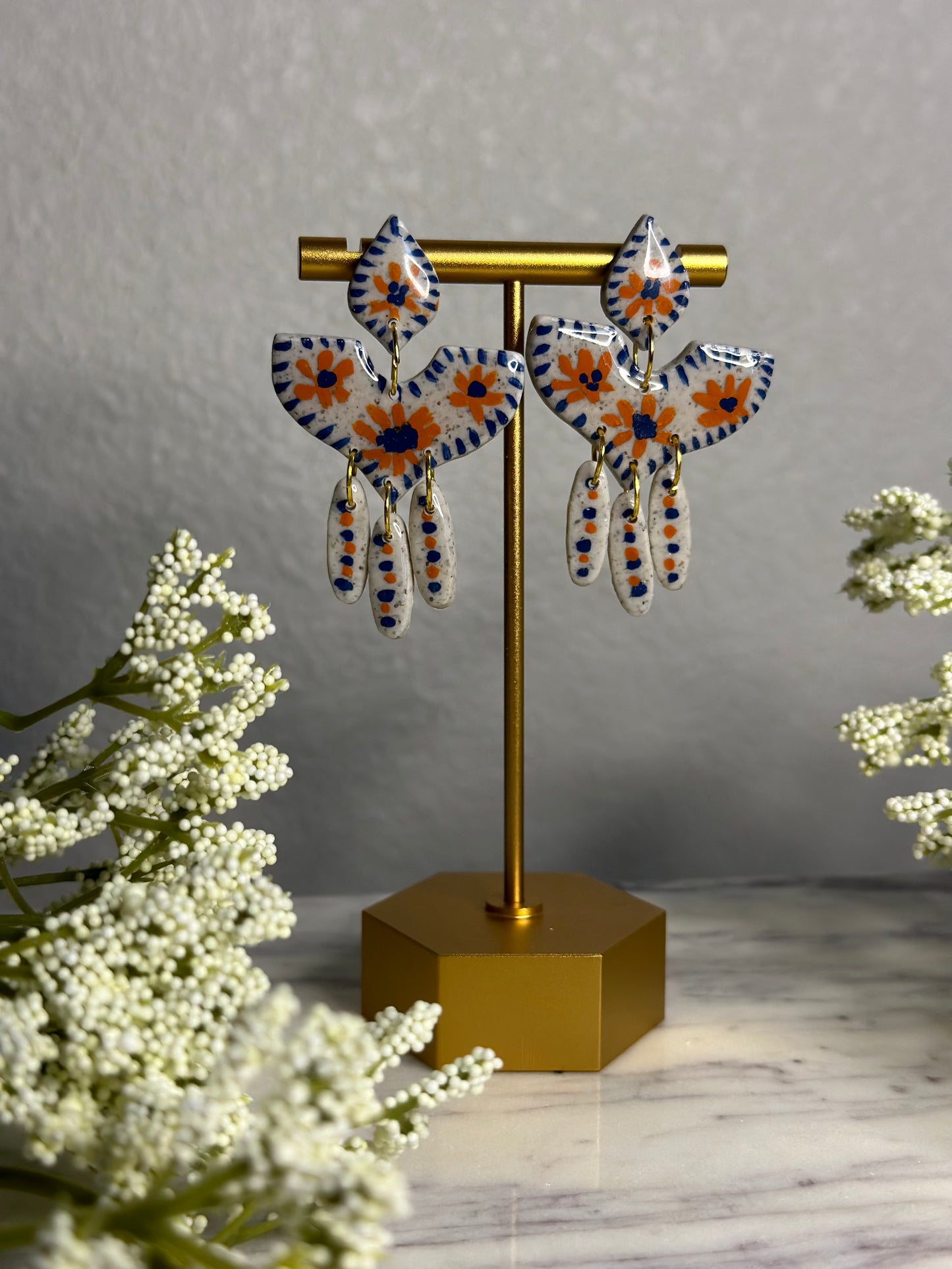 Talavera Tile, Hand painted Earrings