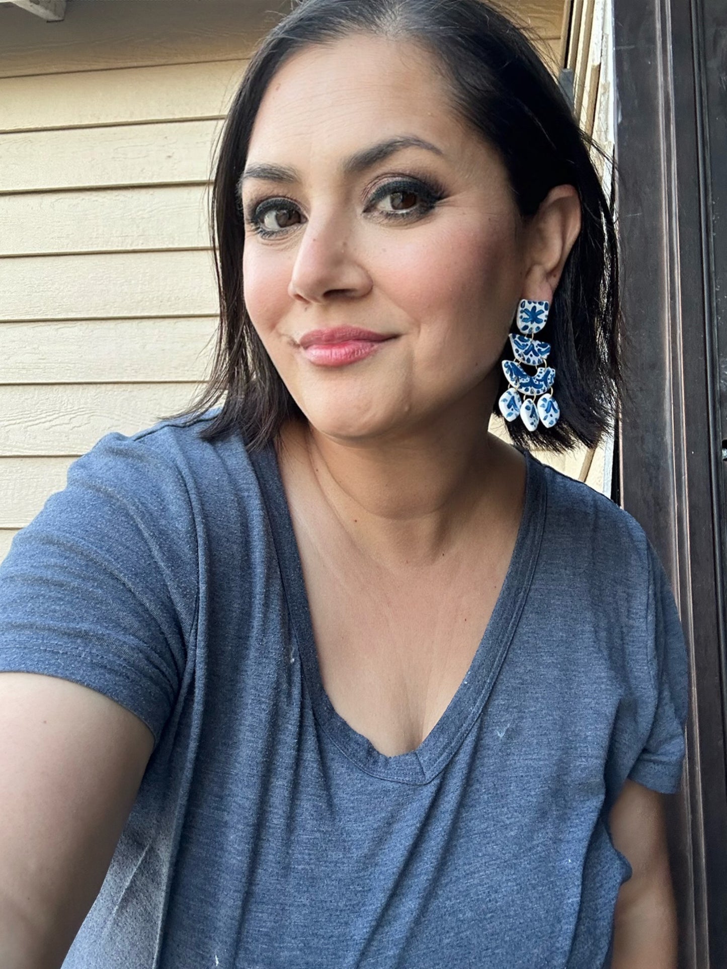 Hand Painted, Vacation Jewelry, Greece, Inspired by Santorini Island, Vibrant blue, Dangle Earrings, Bestseller, Chandelier Earrings