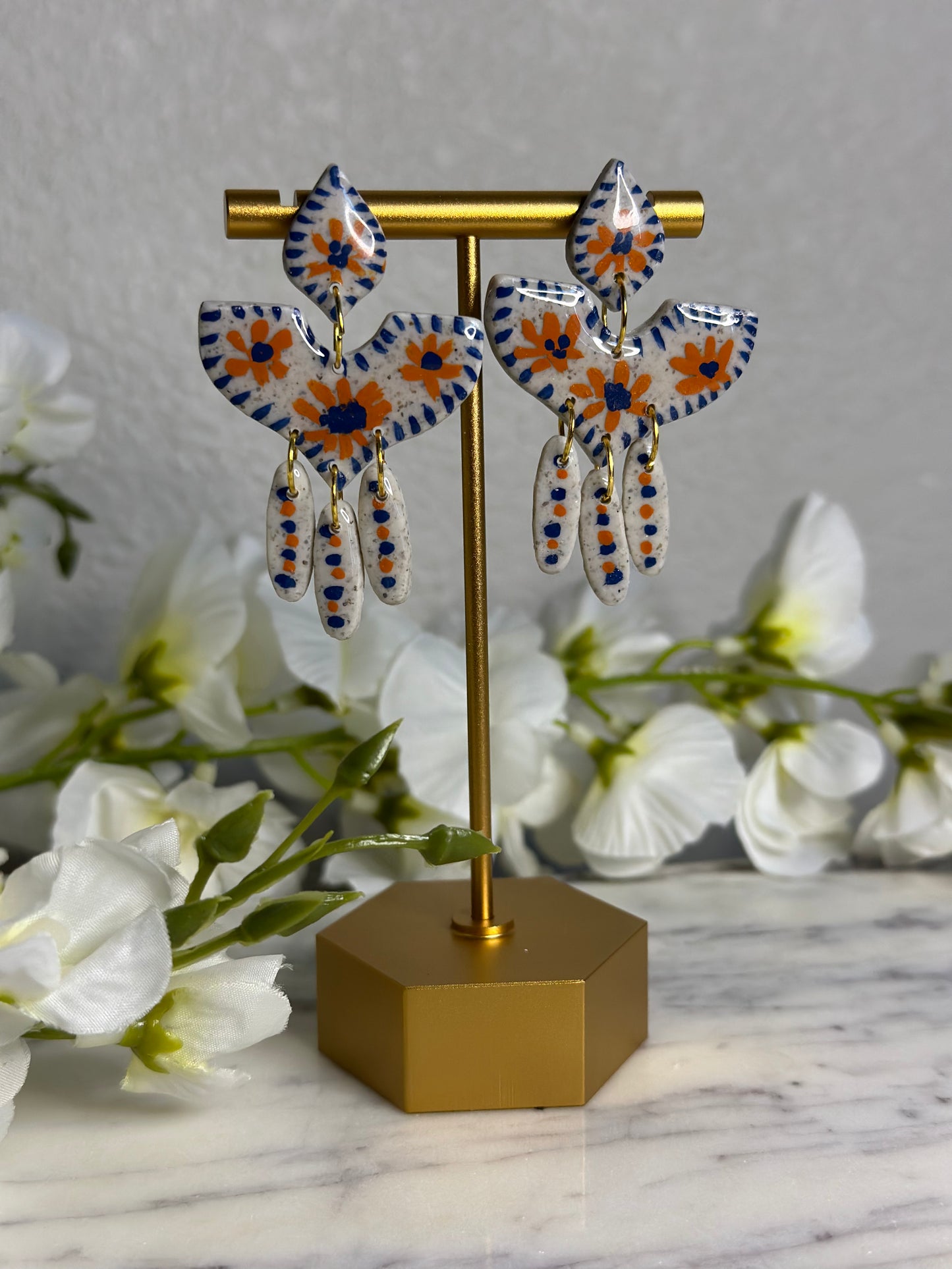 Talavera Tile, Hand painted Earrings