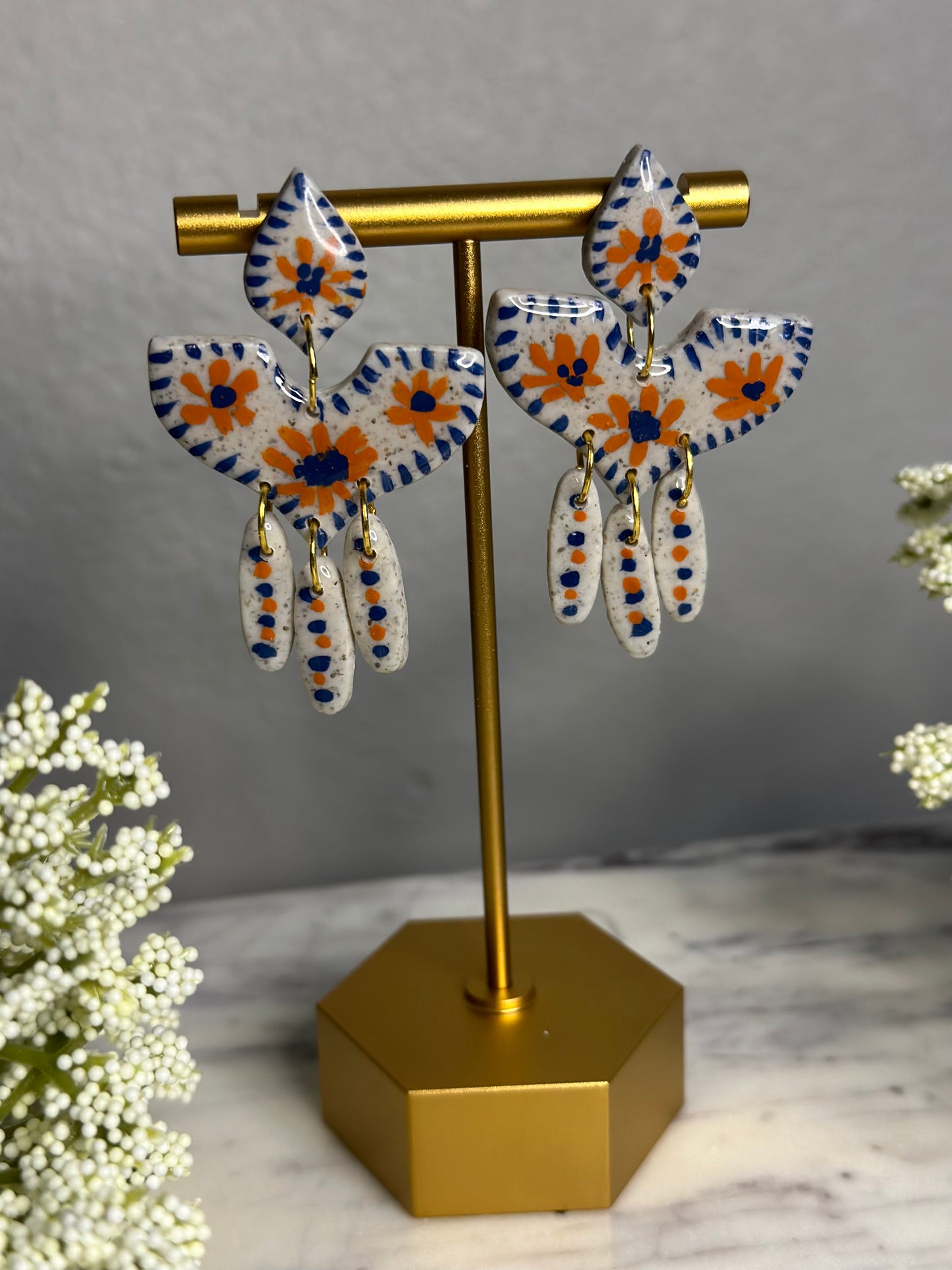 Talavera Tile, Hand painted Earrings