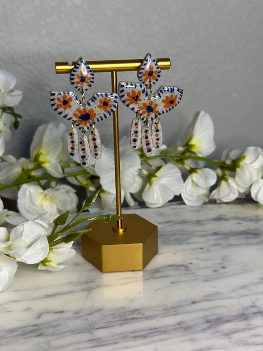 Talavera Tile, Hand painted Earrings