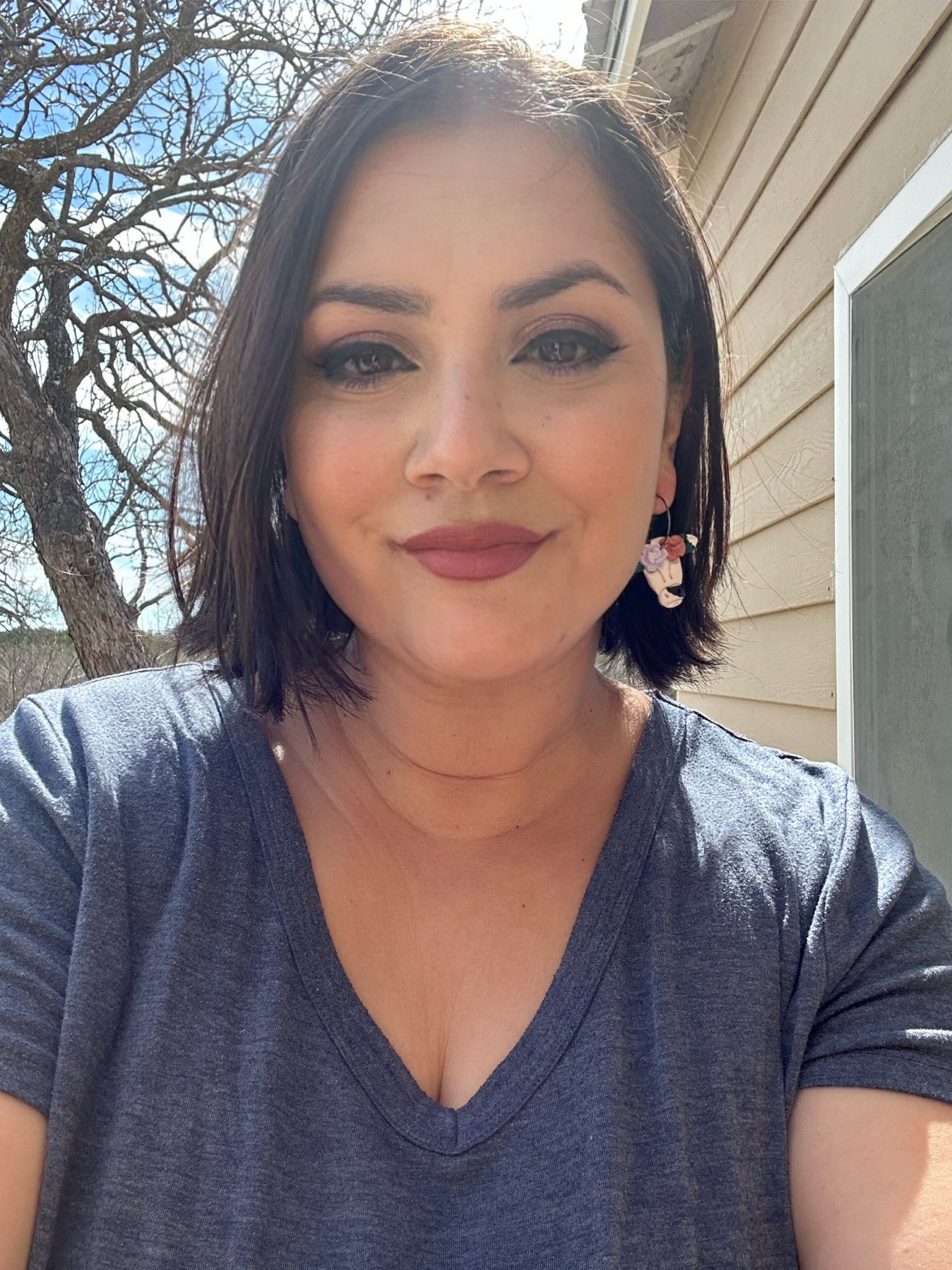 Floral Cow Hoop Earrings