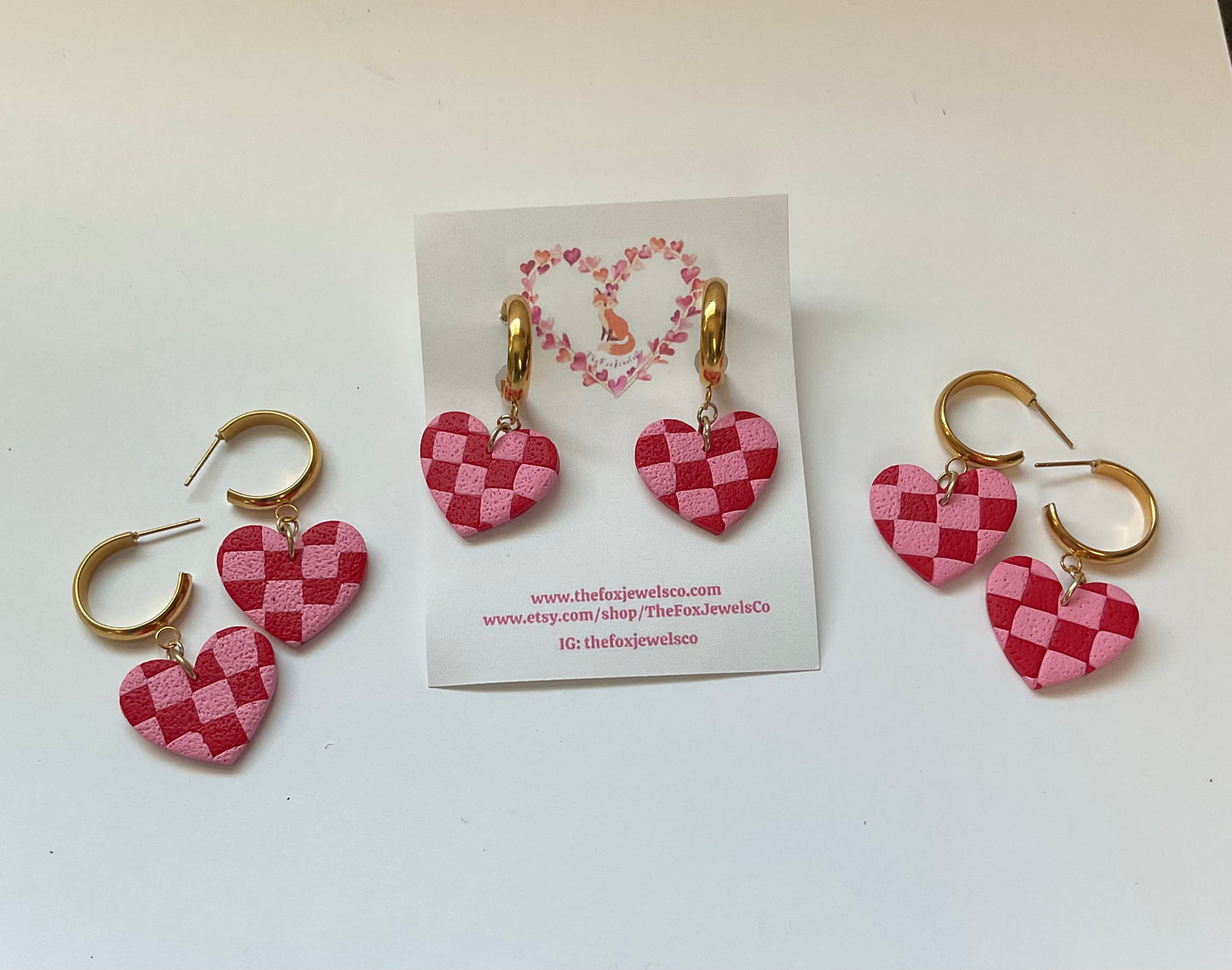 Checkered Heart Earrings