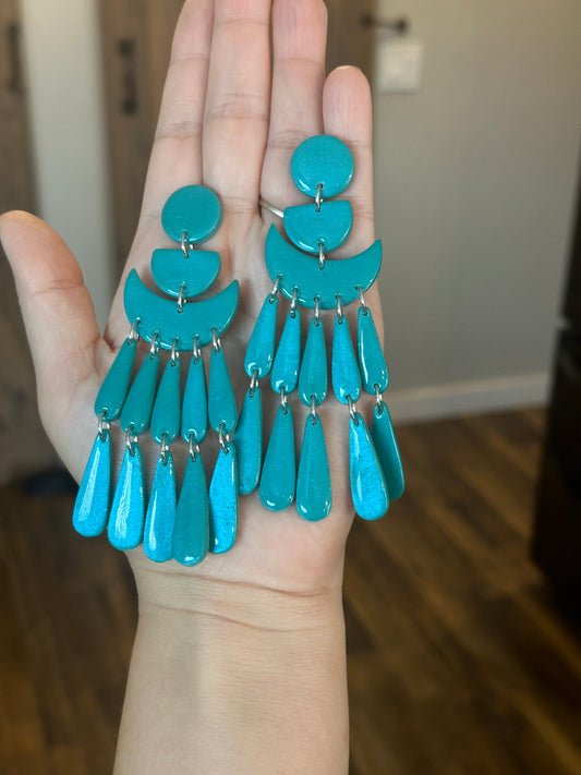 Teal Chandelier Earrings