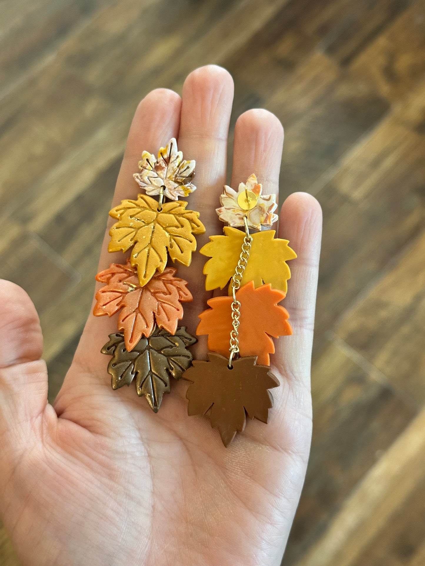 Autumn Leaf Statement Earrings – Fall Clay Earrings, Bold Seasonal Jewelry