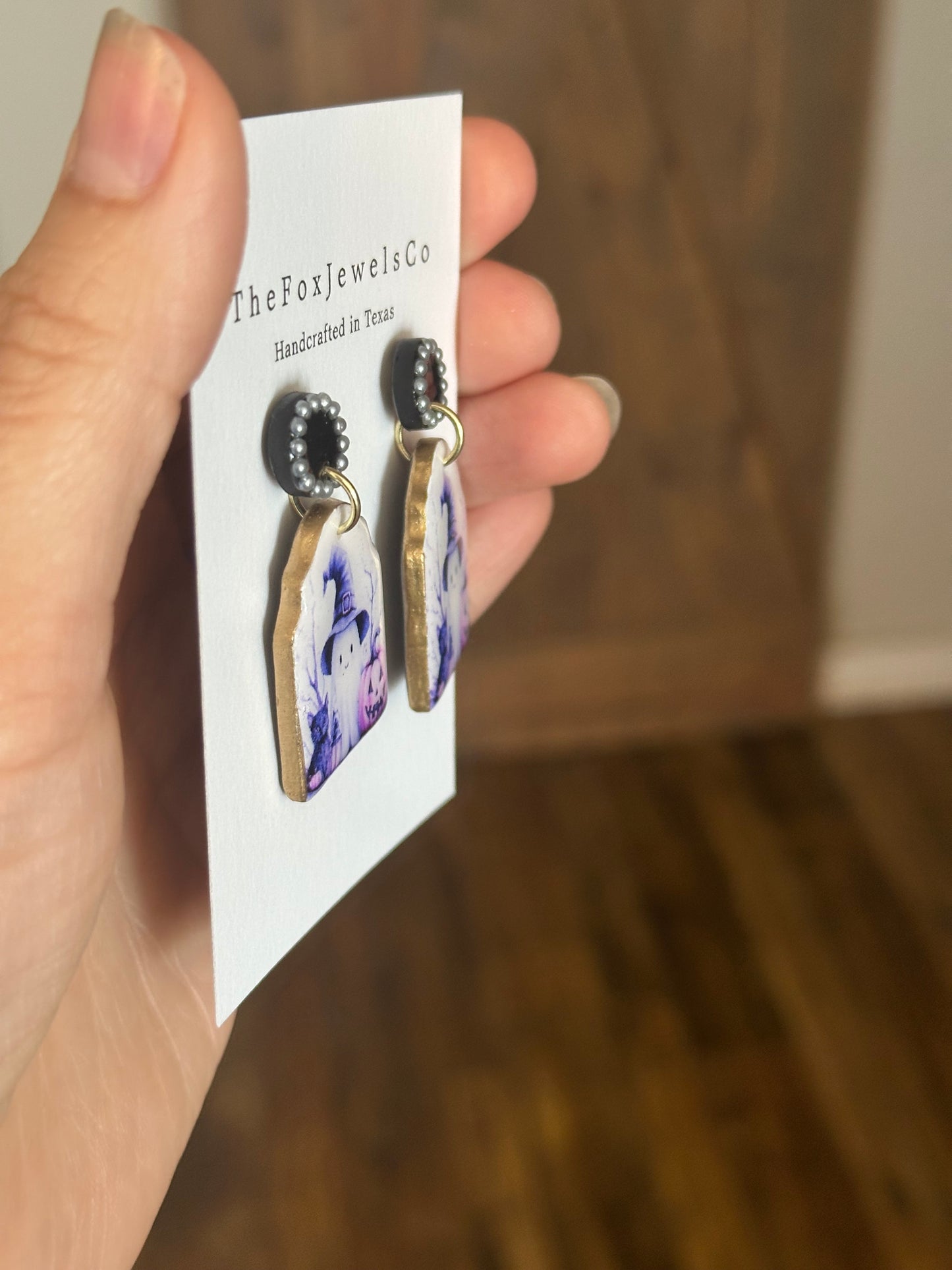 Spooky Cute Ghost Earrings – Witch Hat, Lantern, Cat & Pumpkin with Pearls