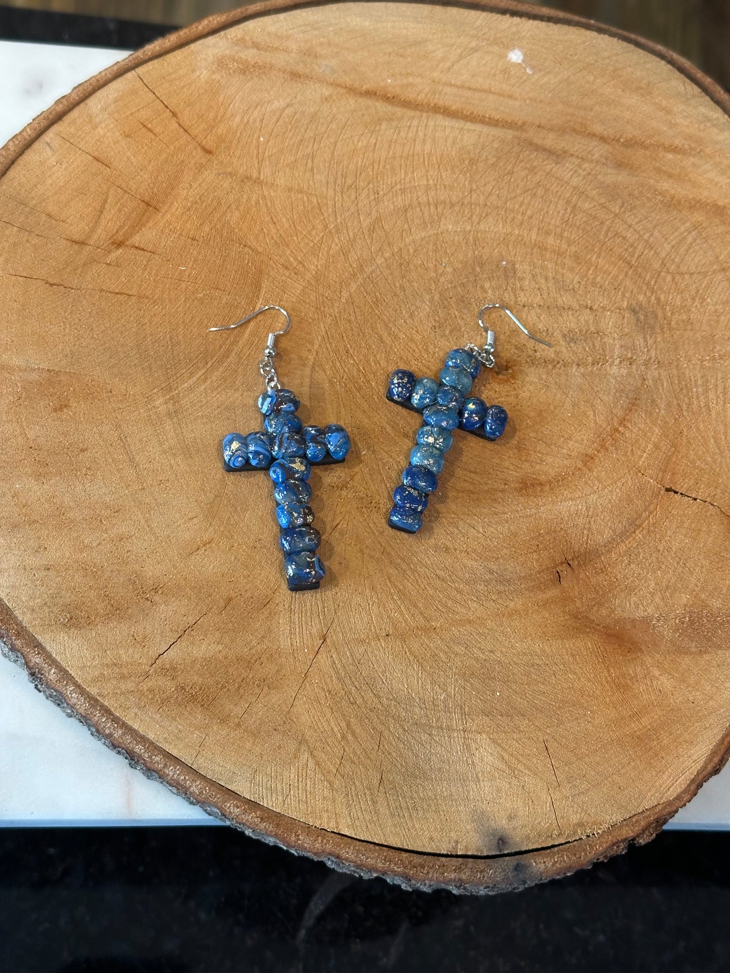 Faux stone Cross Earrings