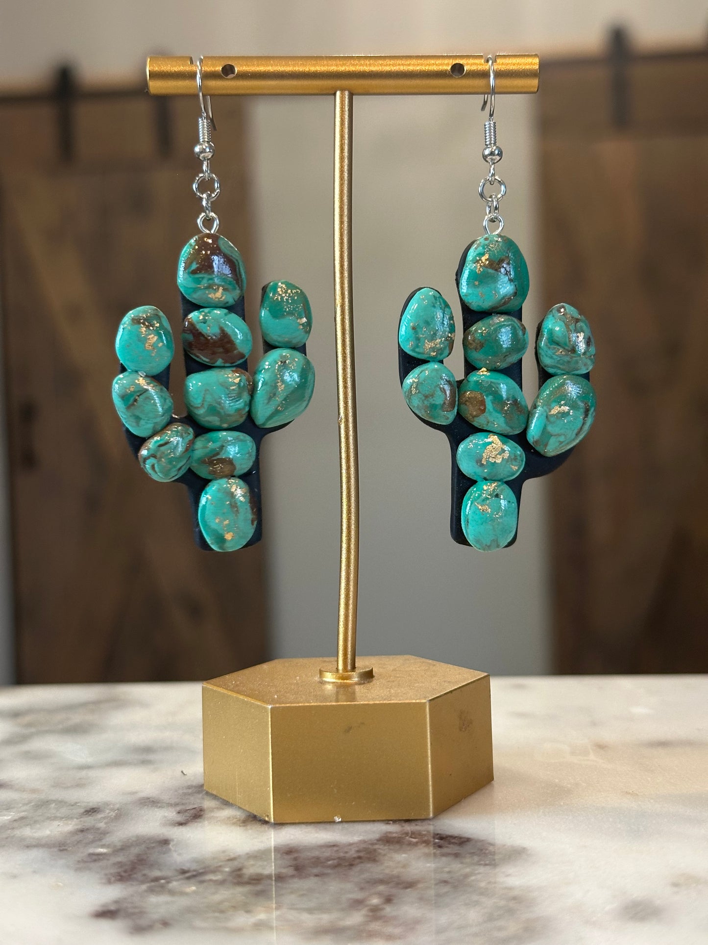 Faux Turquoise Cactus Earrings