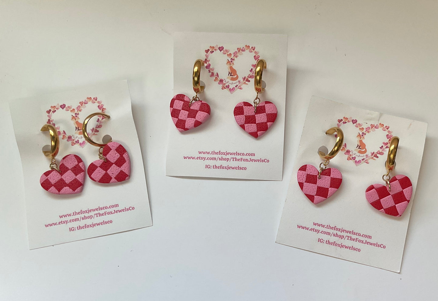 Checkered Heart Earrings