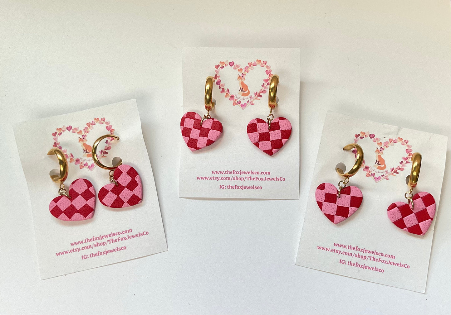 Checkered Heart Earrings