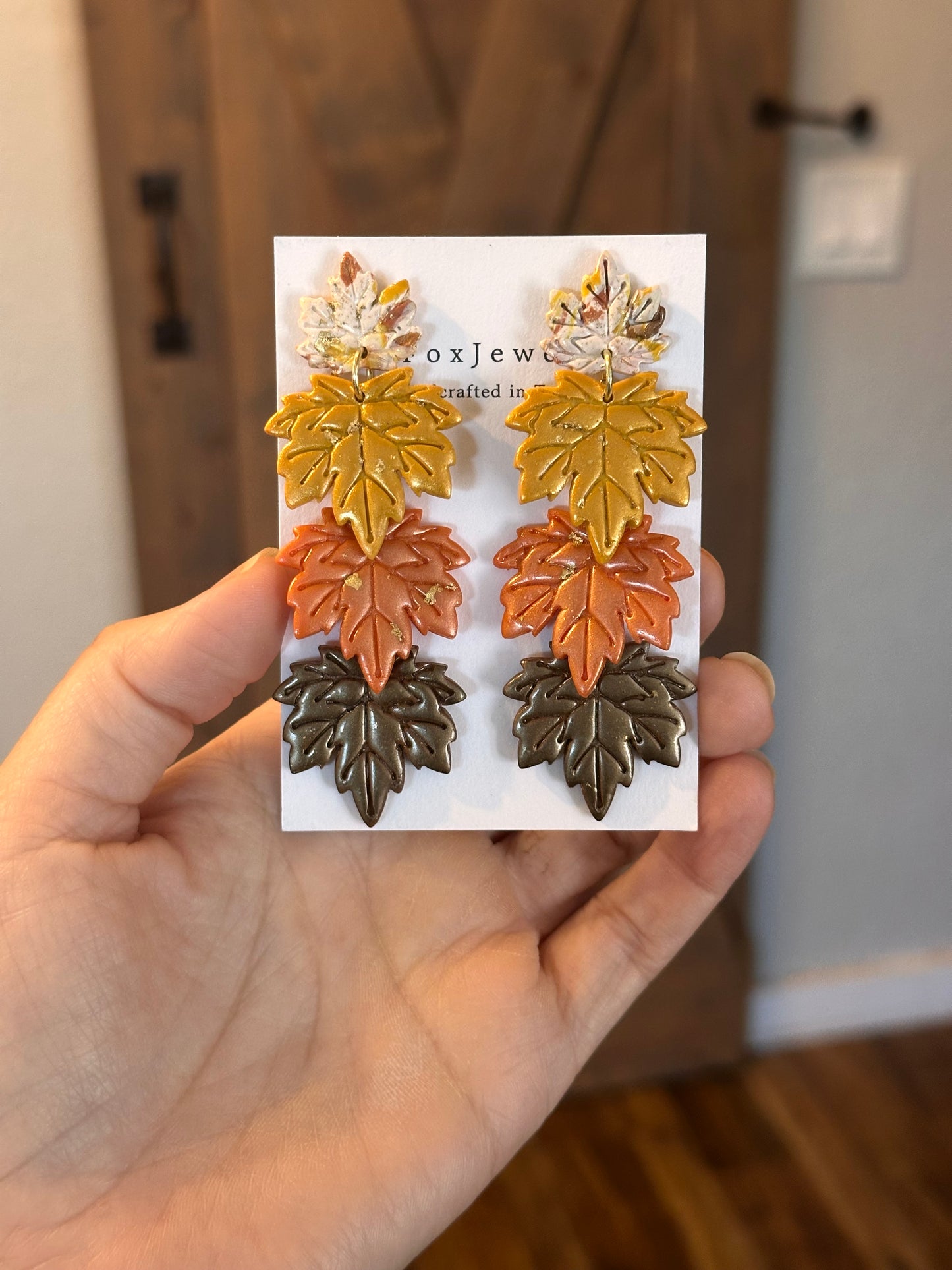 Autumn Leaf Statement Earrings – Fall Clay Earrings, Bold Seasonal Jewelry