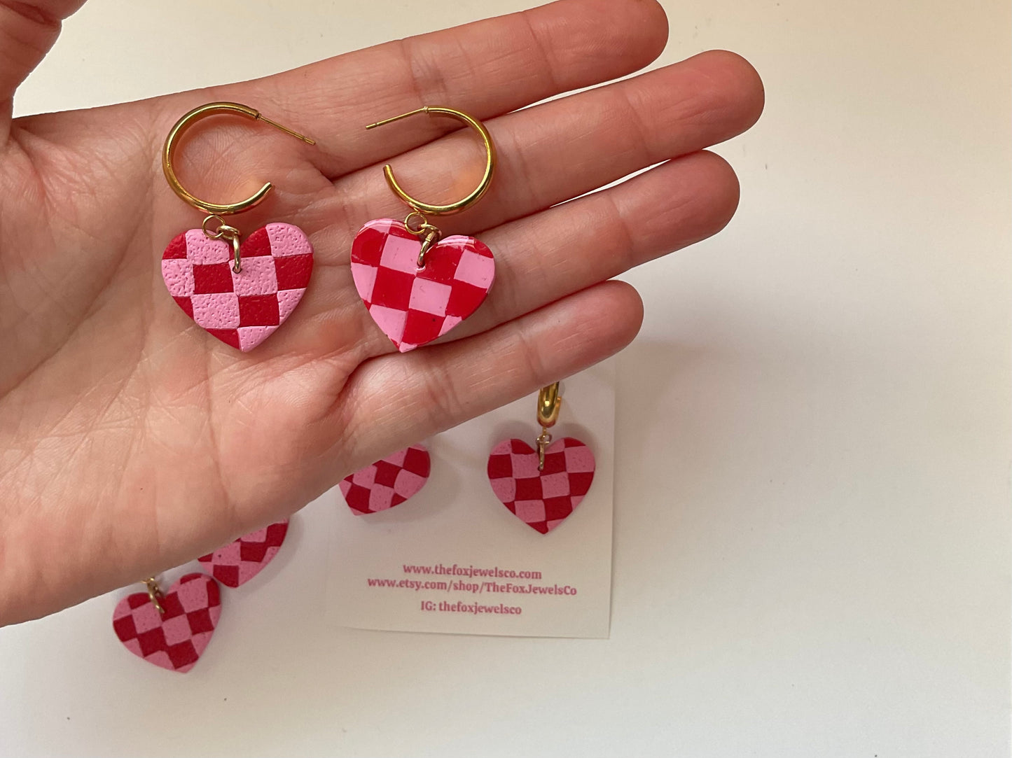 Checkered Heart Earrings