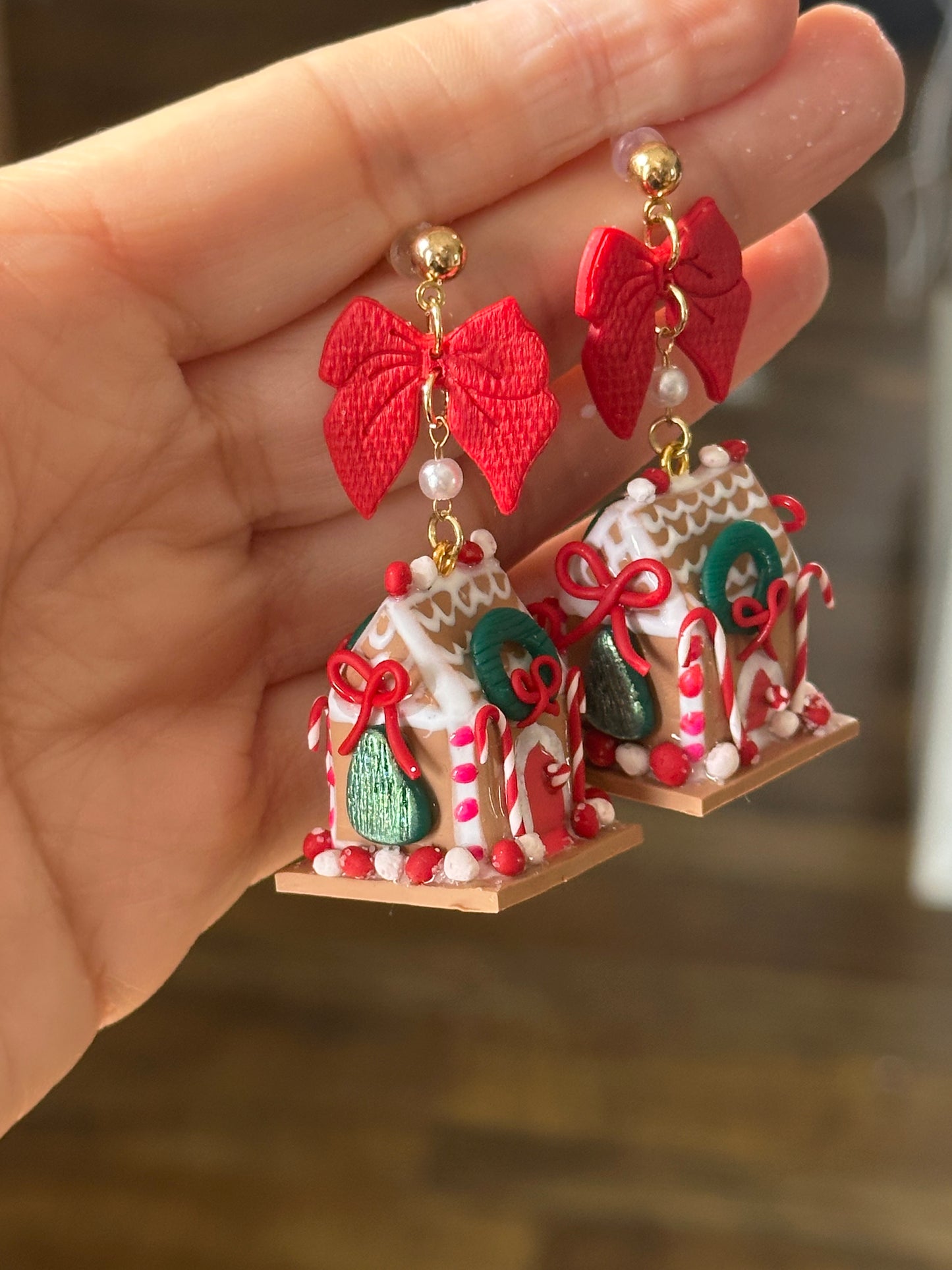 3D Gingerbread House Earrings