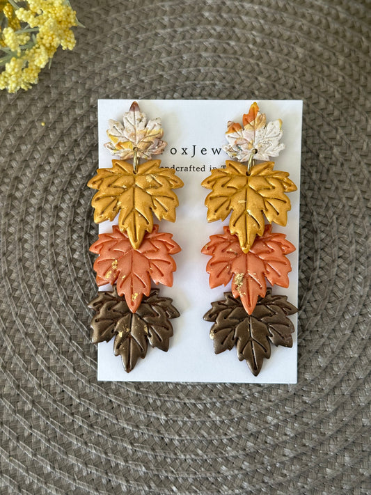 Autumn Leaf Statement Earrings – Fall Clay Earrings, Bold Seasonal Jewelry