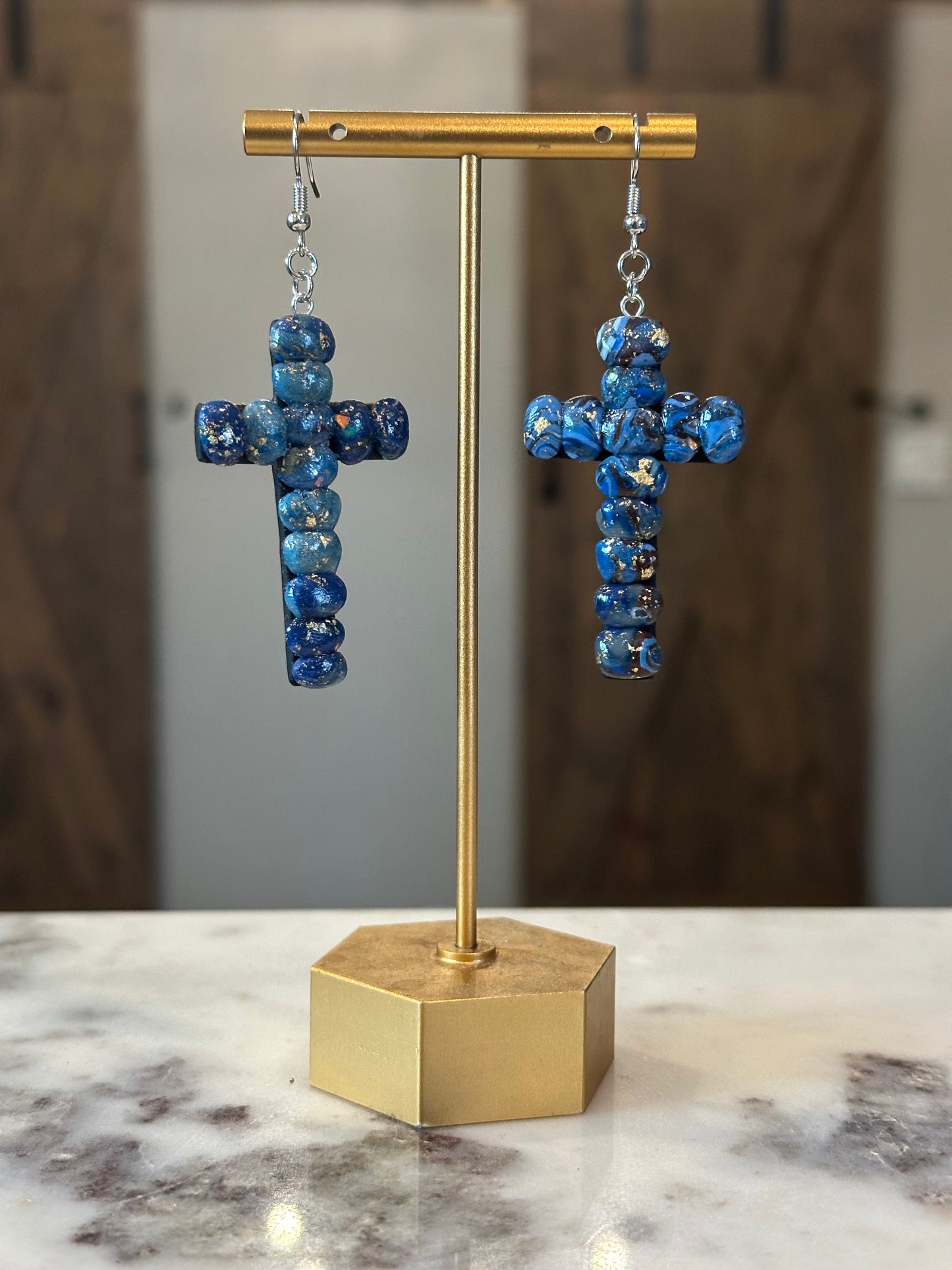 Faux stone Cross Earrings