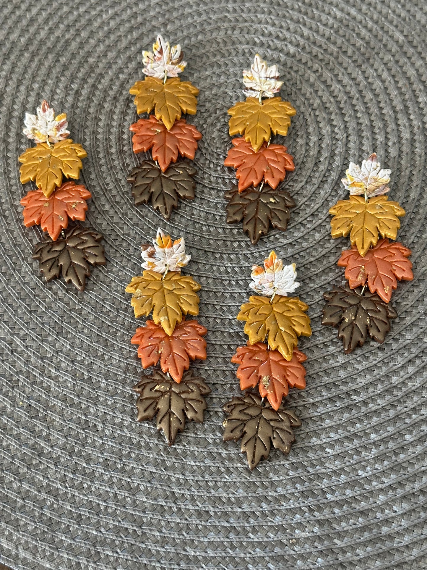 Autumn Leaf Statement Earrings – Fall Clay Earrings, Bold Seasonal Jewelry