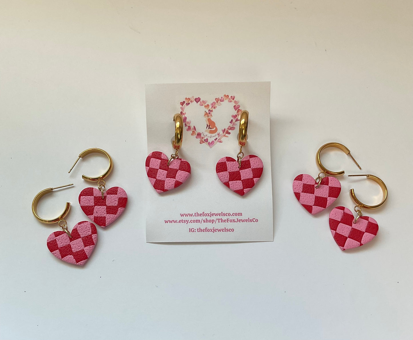 Checkered Heart Earrings