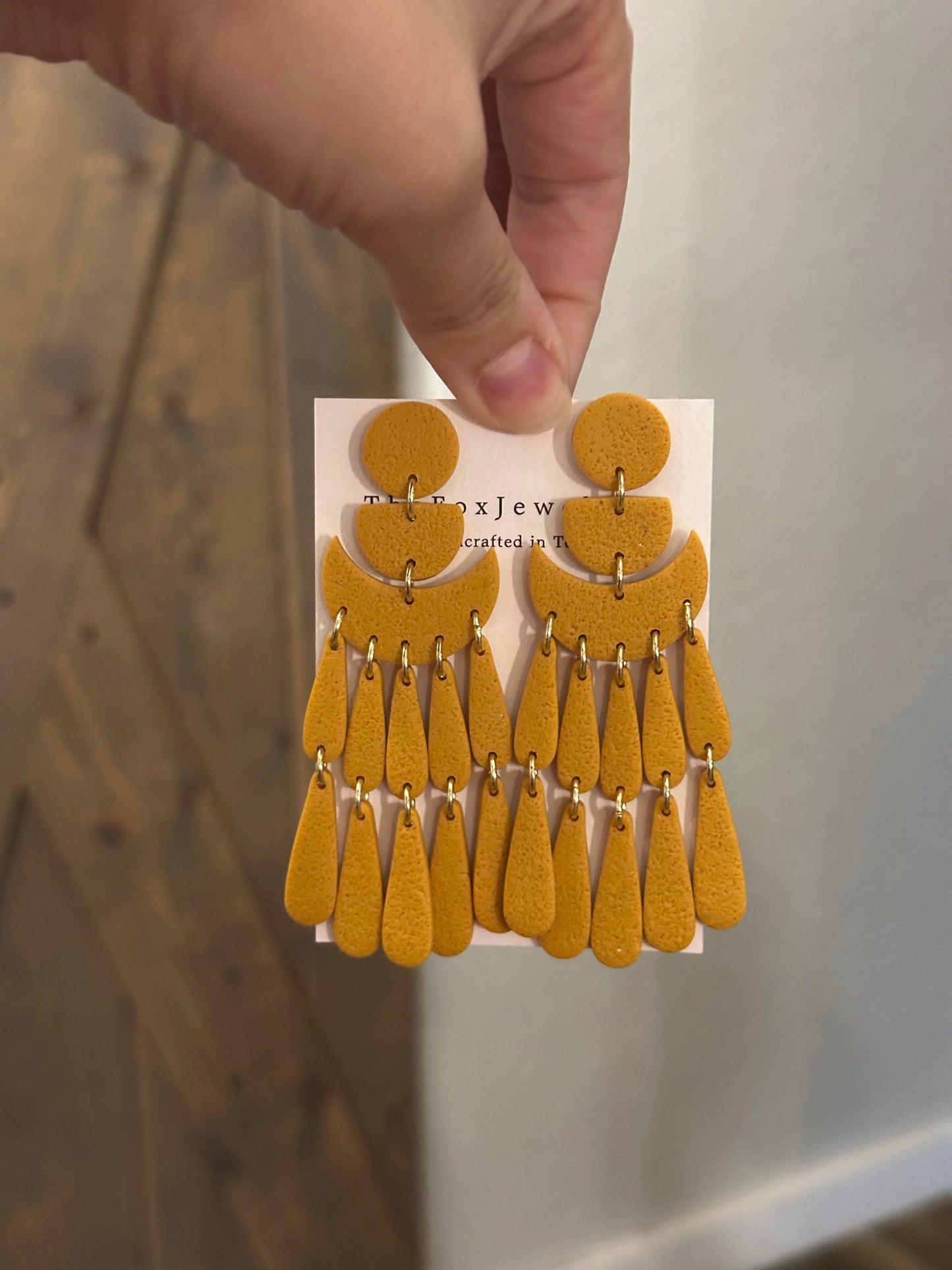 Mustard Yellow Chandelier Earrings – Oversized Fall Statement Jewelry