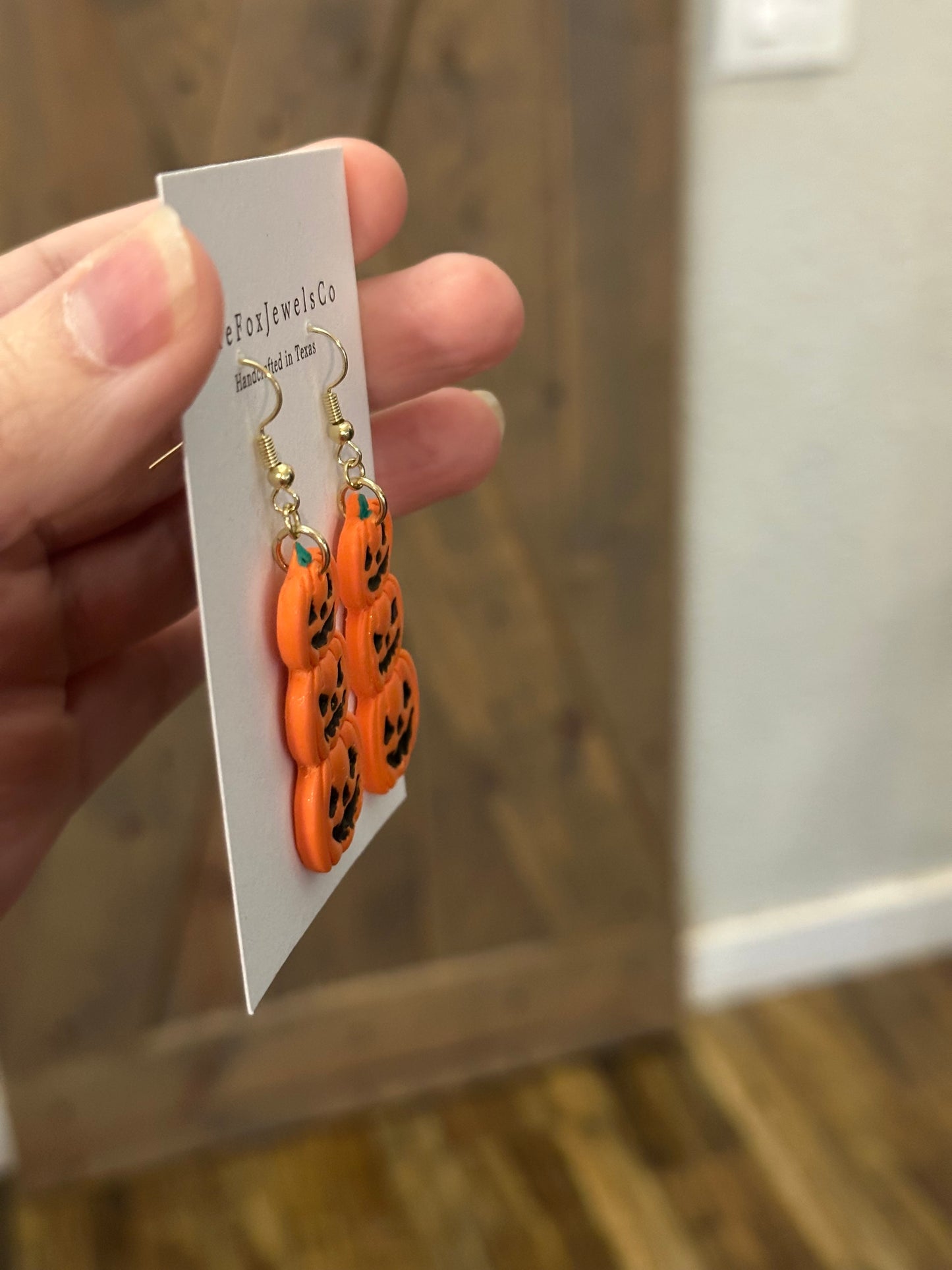 Stacked Jack O’Lantern Earrings – Handmade Polymer Clay Halloween Statement Jewelry