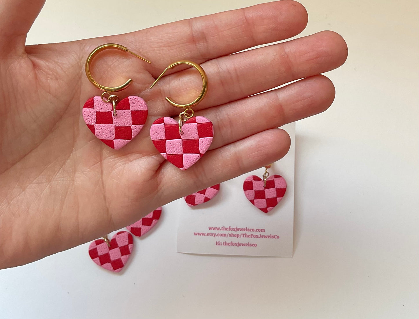 Checkered Heart Earrings