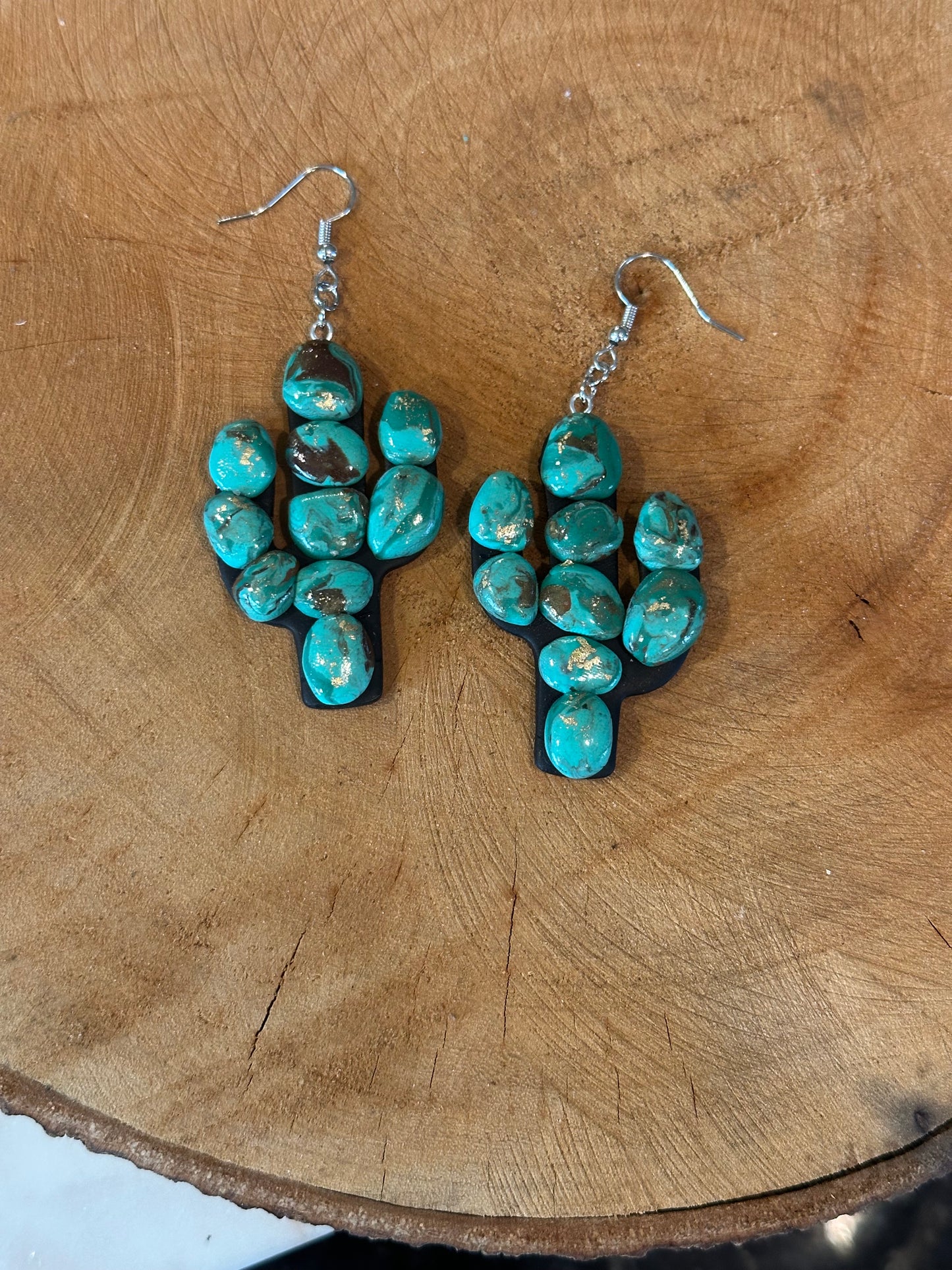 Faux Turquoise Cactus Earrings