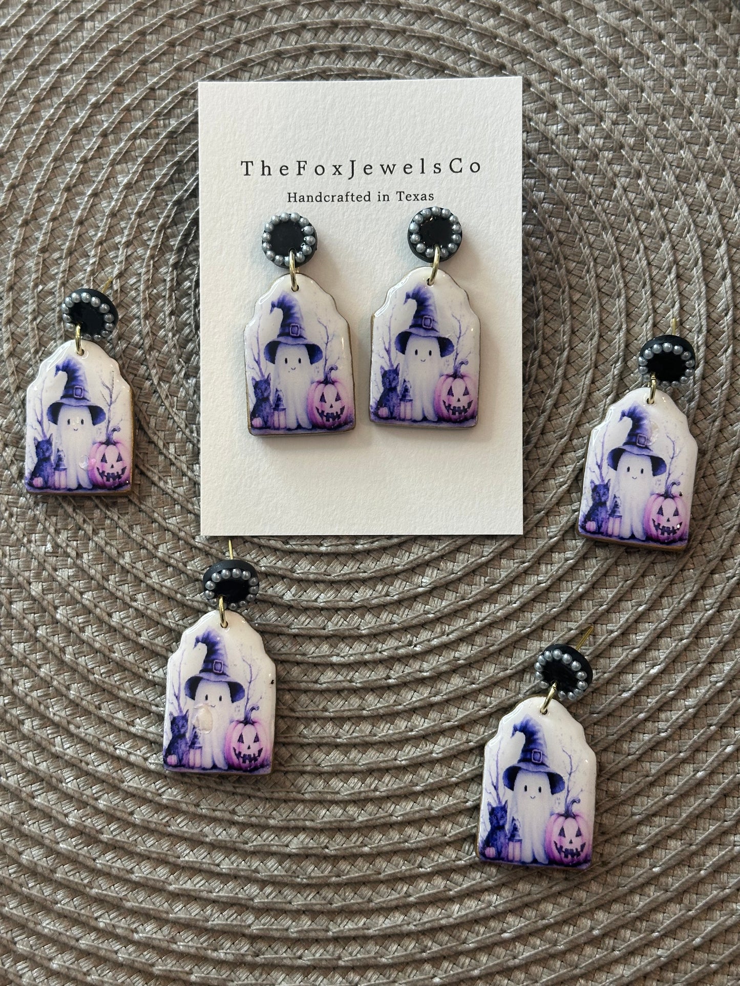 Spooky Cute Ghost Earrings – Witch Hat, Lantern, Cat & Pumpkin with Pearls