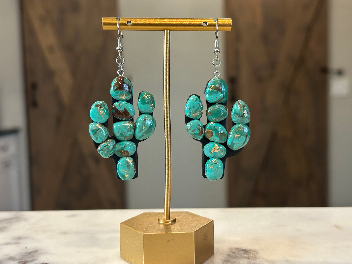 Faux Turquoise Cactus Earrings