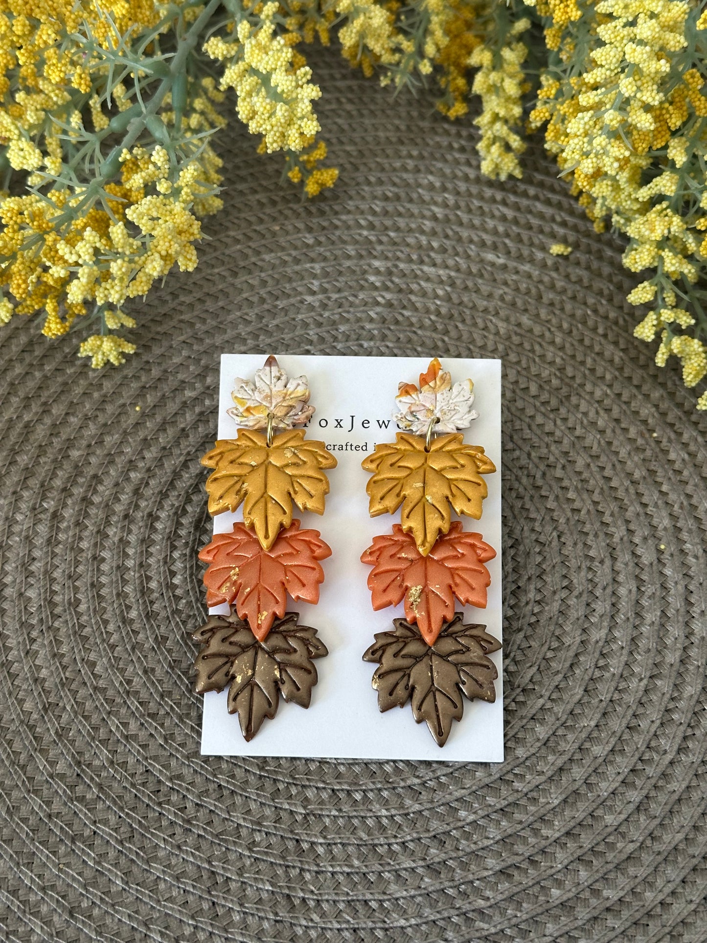 Autumn Leaf Statement Earrings – Fall Clay Earrings, Bold Seasonal Jewelry