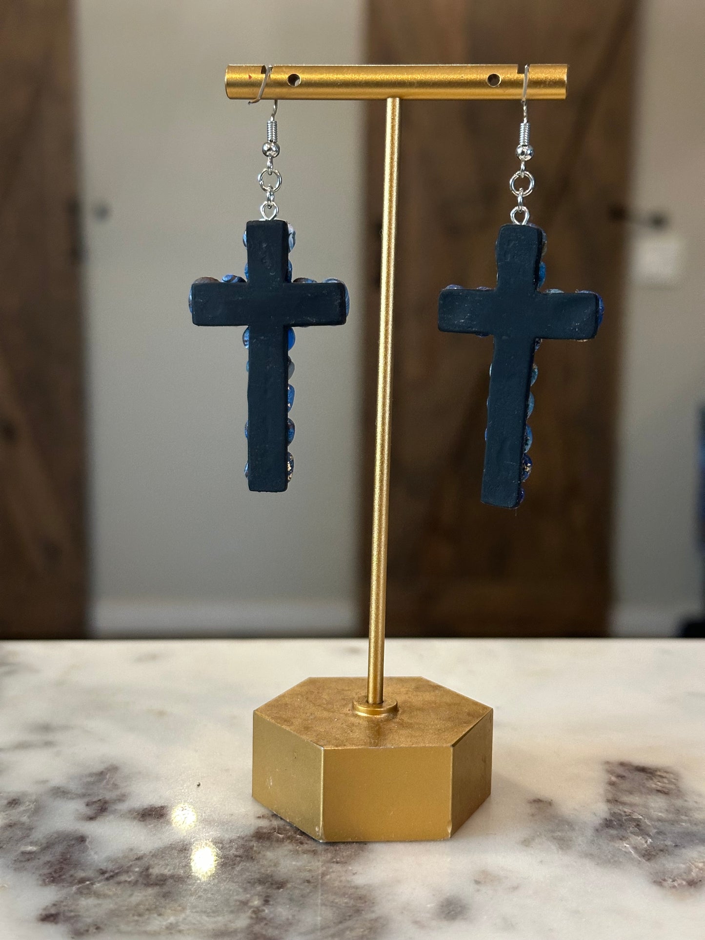 Faux stone Cross Earrings