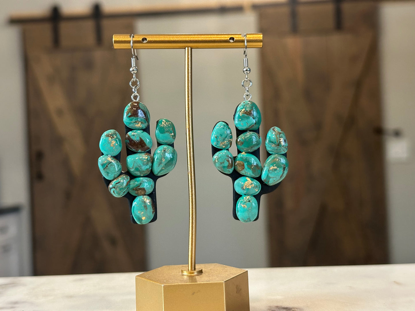 Faux Turquoise Cactus Earrings