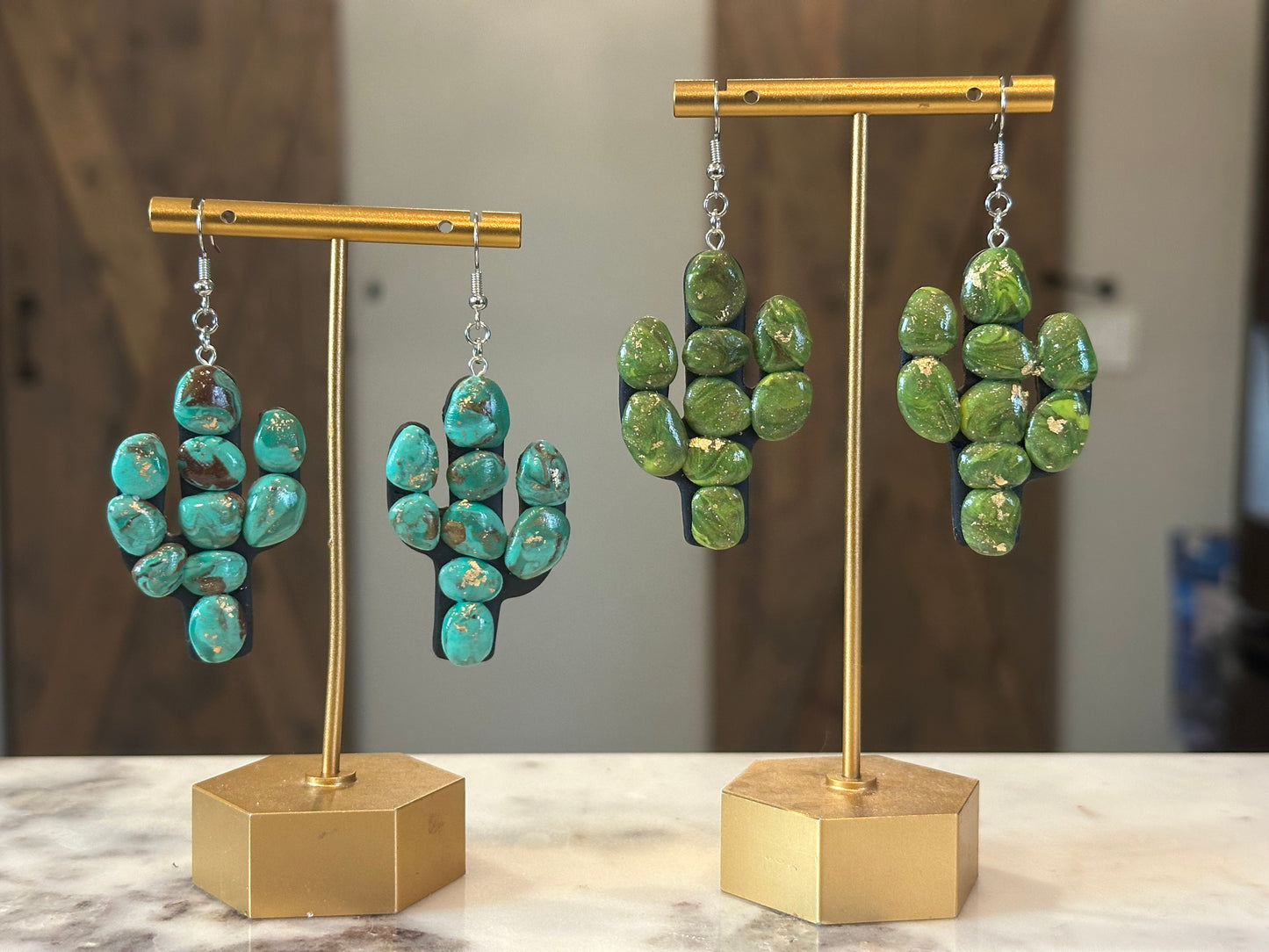 Faux Turquoise Cactus Earrings