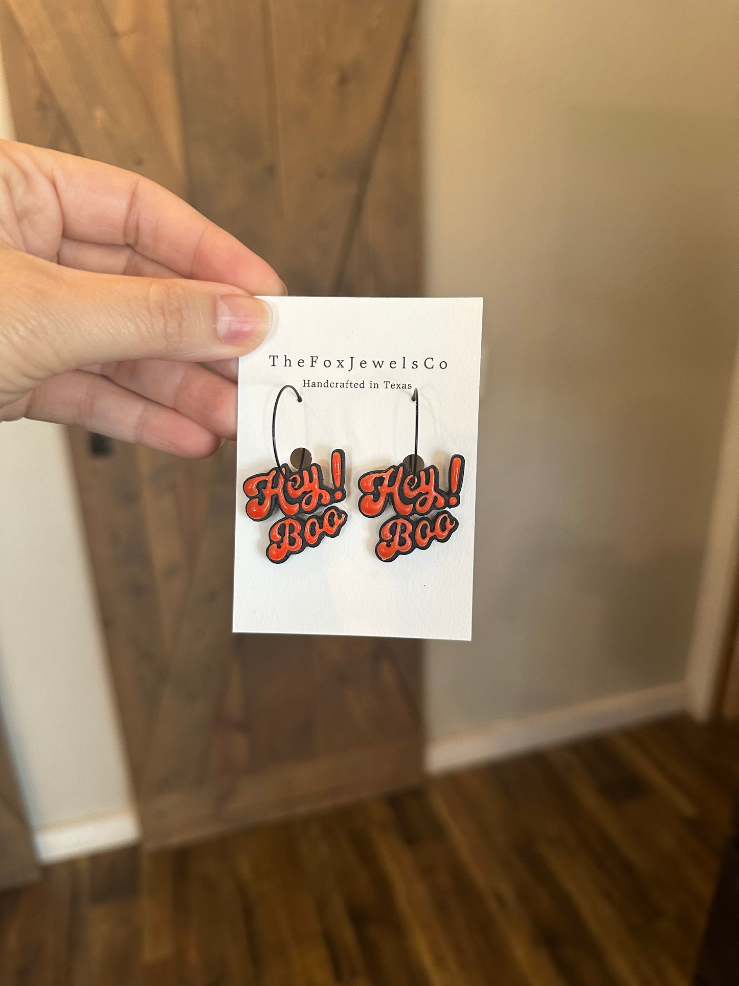 Hey Boo! Halloween Hoop Earrings – Black & Orange