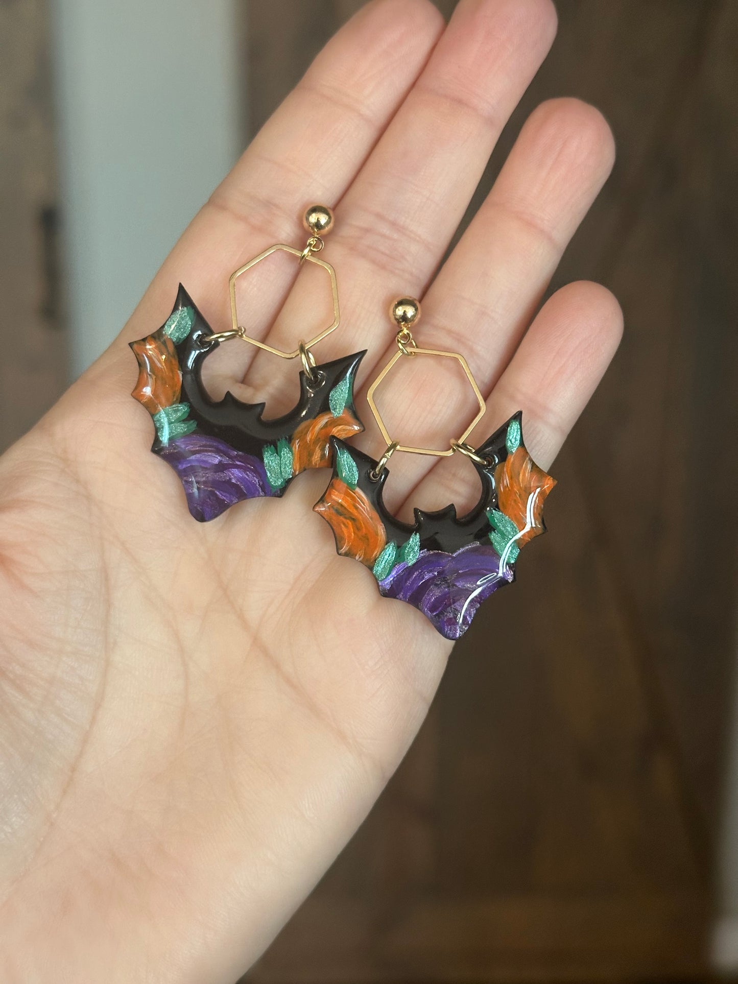 Hand painted Bat Dangles